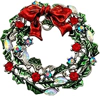 Vista 1 de SELOVO Broche redondo de cristal austriaco rojo verde plateado corona