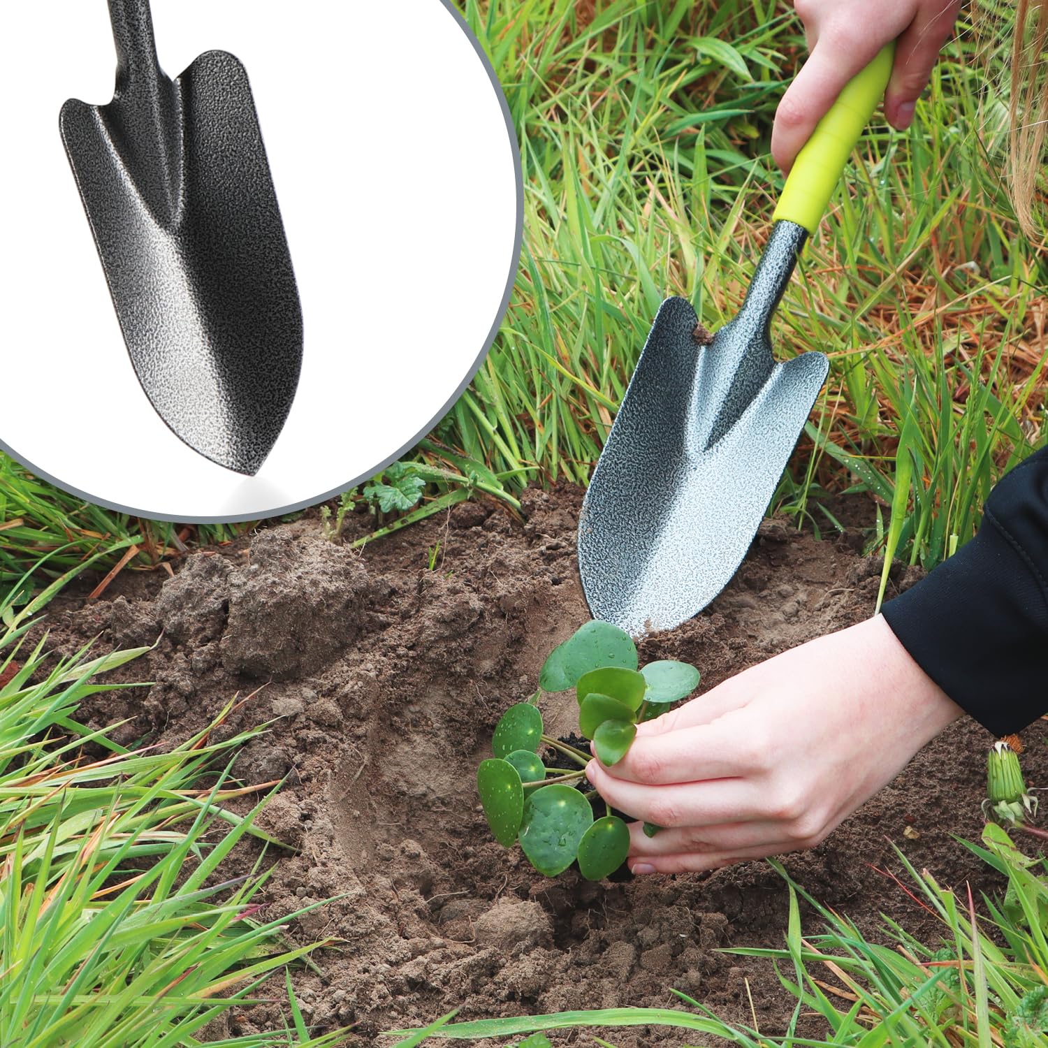 COM-FOUR® Juego de Herramientas de jardín de 5 Piezas - Juego de jardín con Azada Doble, cultivador pequeño, raspador para Juntas, rastrillo de Mano, Paleta de Flores