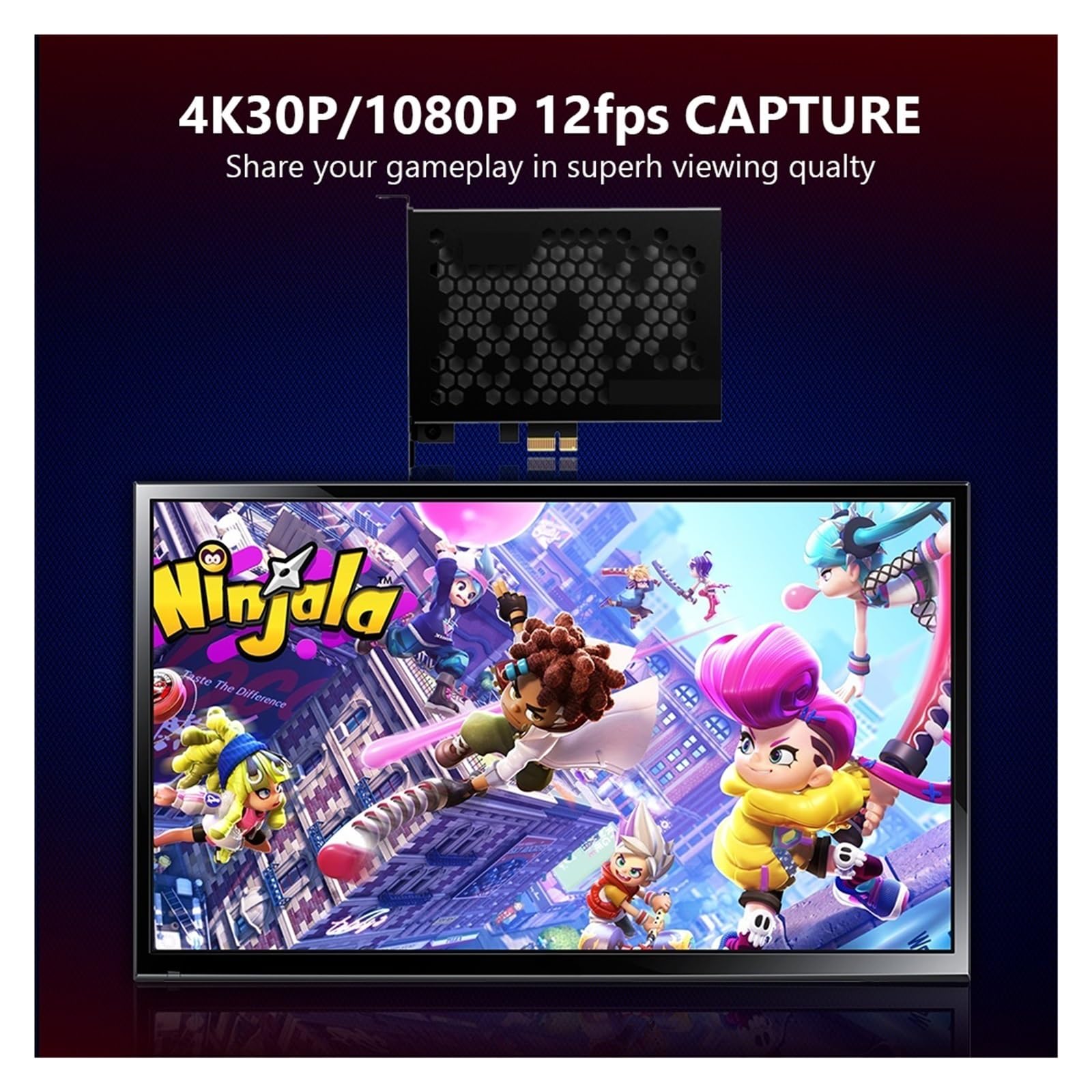 Carte de Capture vidéo PCIe 4K30P/1080P120 Enregistrement Jeu et Diffusion en Direct pour Le Streaming de Jeux et l'enregistrement Multi-Sources