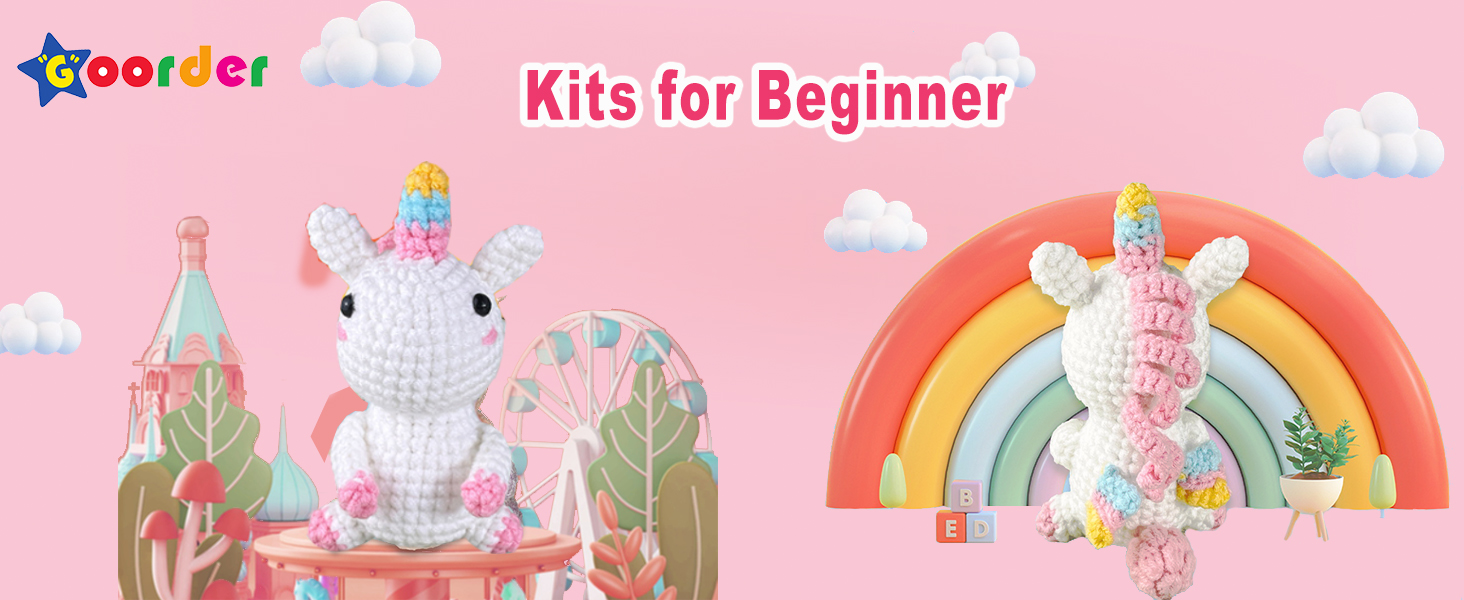 Licorne Gratuit Goorder Kit De Crochet Pour Débutants, Jolie Licorne Tressée, Kits De Crochet Pour Adultes Et Enfants Débutants, Avec Des Didacticiels Vidéo Étape Par Étape Amigurumi Kit