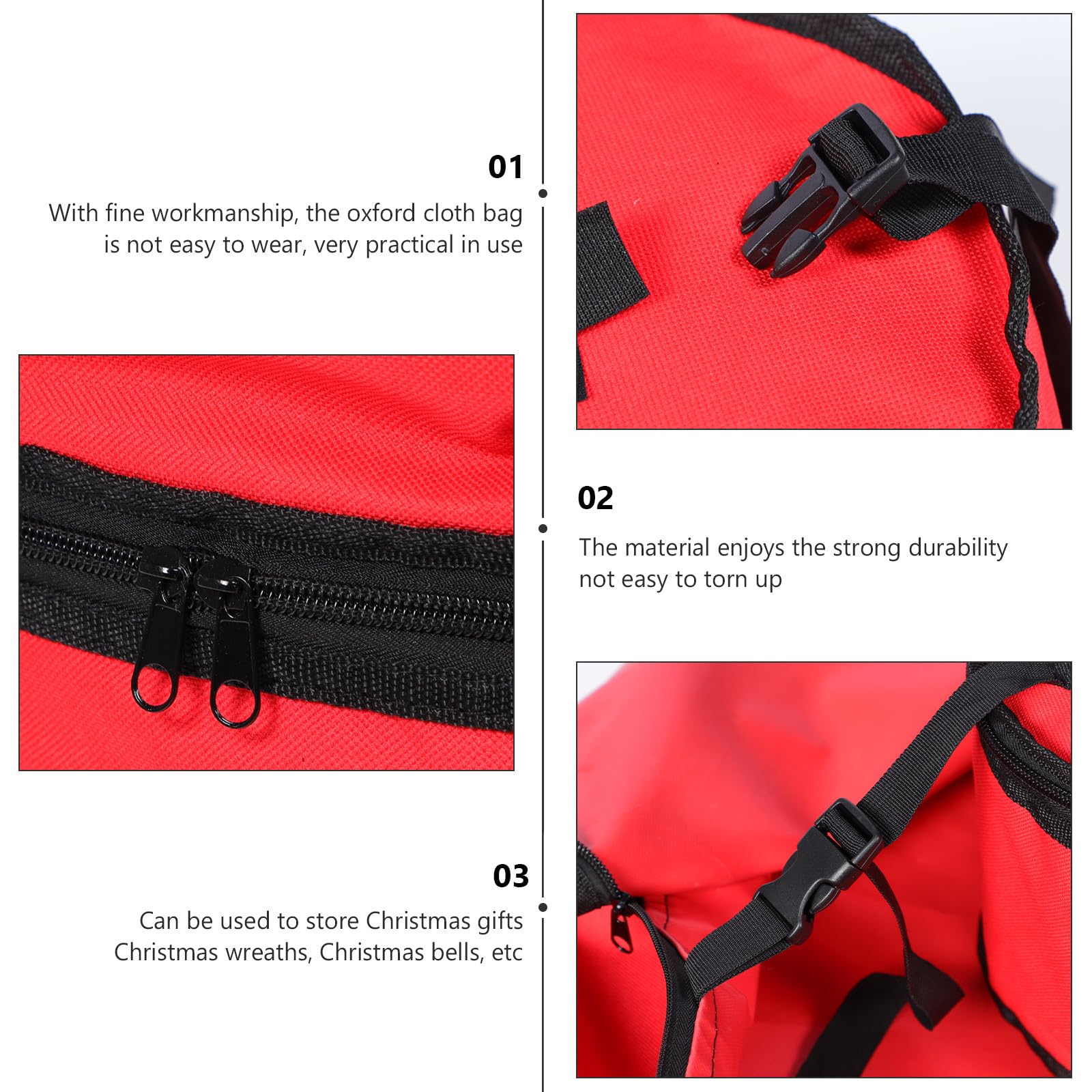 NUOBESTY Weihnachtskranz Aufbewahrungstasche Runder Packbeutel aus 600d Oxford Stoff Doppellagig Rot für Weihnachtskränze und Weihnachtsglocken für Haushalt und Zuhause