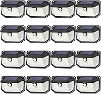 Vista 11 de Paquete de 4 luces solares de pared para exterior, 3 modos y reflector, impermeables, brillantes, 178 led con sensor de movimiento, de seguridad