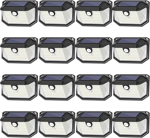 Miniatura 11 de Luces solares para exteriores, paquete de 8 luces de pared con sensor de movimiento de 178 LEDs súper brillantes con un ángulo amplio de 270° y 3