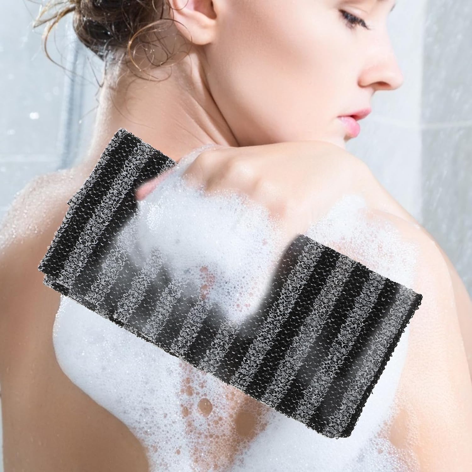 2pcs Exfoliating Back Scrubbers for Men with Unique Rough but Supple Texture, Deep Cleaning Polyester Shower Towels for Neck and Skin, Removes Oil and Grease, for Spa Massage