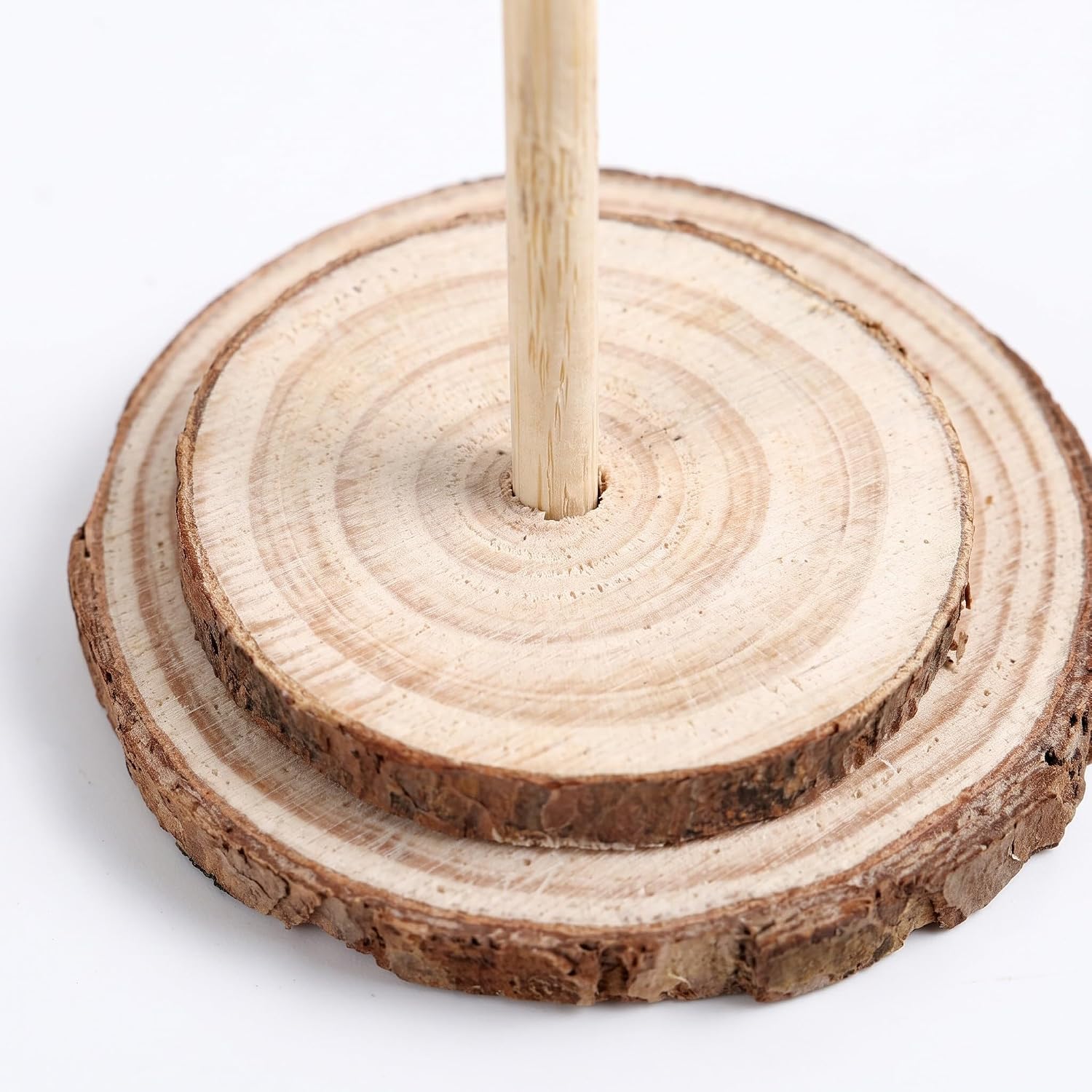 Ipetboom 4pcs Wood Slice Christmas Tree Base, Tabletop Mini Tree Stand
