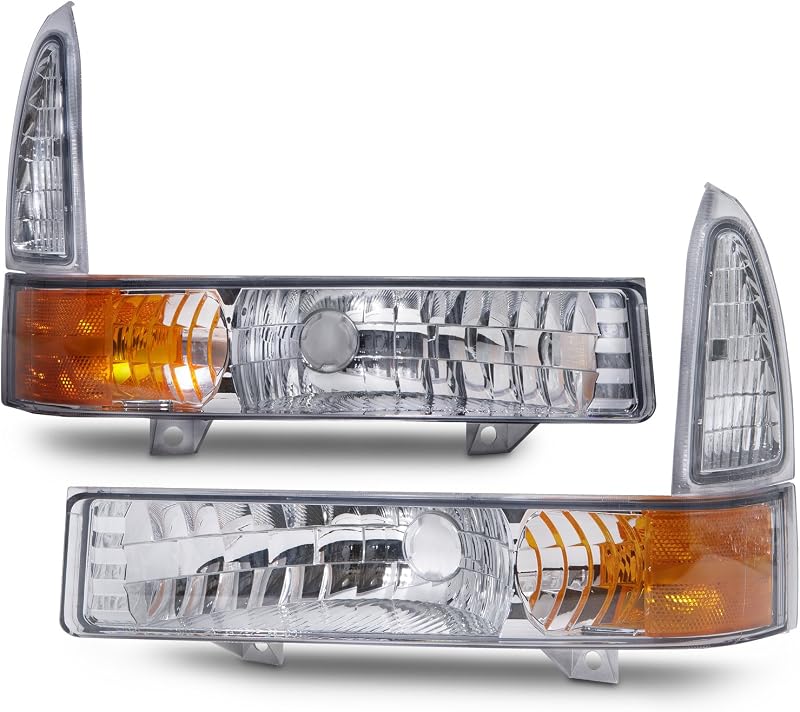 Conjunto de lanternas de sinalização dianteiras HEADLIGHTSDEPOT com lente cristal para Ford Excursion e F-Series Super Duty – Par