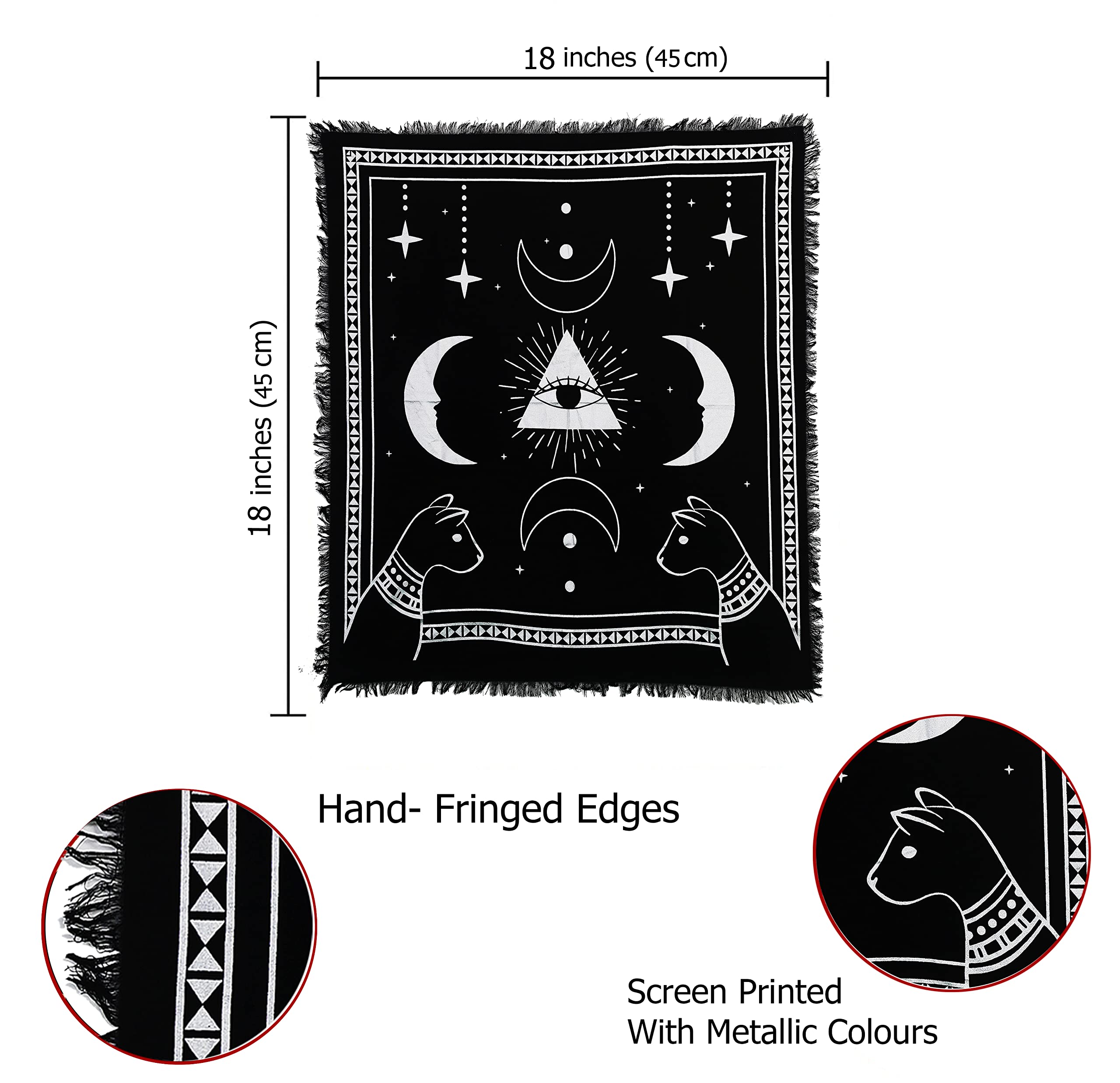 Indian Consigners Altar Cloth Prism Moon Eye Cat Celestical Tarot Deck Alter Square Wall Hanging Table Cloth Sacred Place Tapestry - Image 6