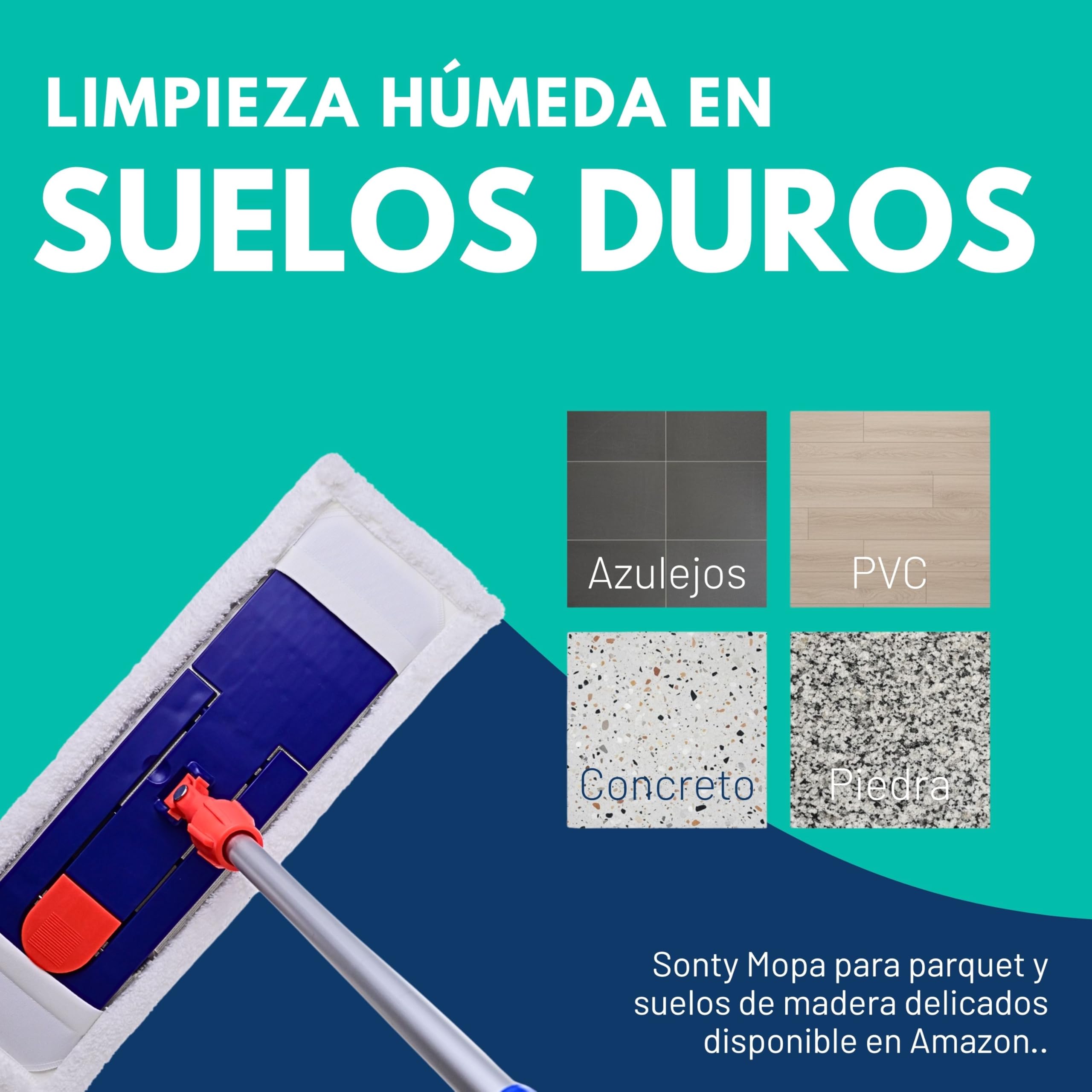 SONTY Mopa Profesional 50 cm Algodón – Pack de 50 Fundas XL para Soporte abatible | Mopa de algodón para Todo Tipo de Suelos en hogar, hostelería & entornos Profesionales | Lavable 60–90°C