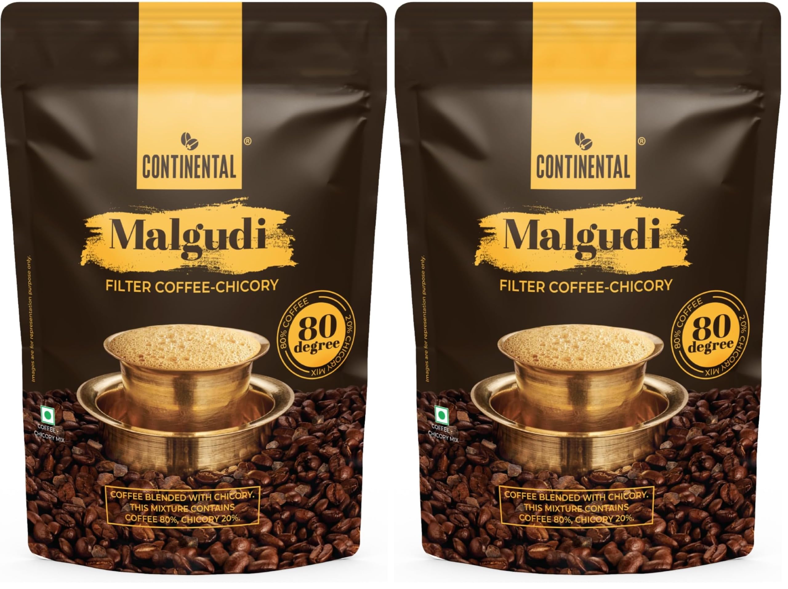 Continental Malgudi Filter Coffee Powder | 500gm Pouch | 80% Coffee - 20% Chicory | Traditional South Indian | Roasted Ground| Smooth Flavour and Rich Aroma | (Pack of 2)-image-39