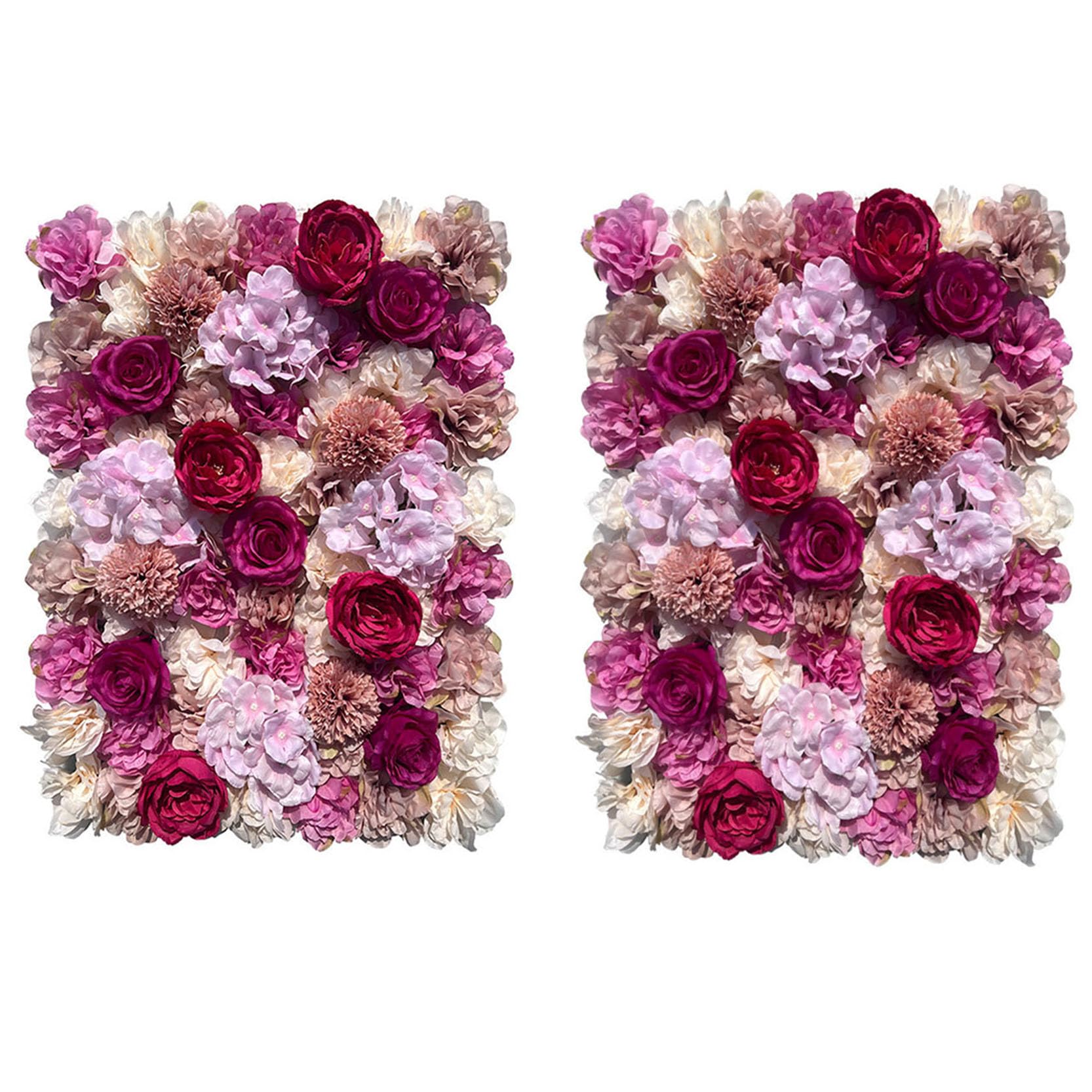 GOUZIBHD 3D Rose Wall Mat Artificial Flower Wall Panel,15.7 x 23.6 inch Fake Silk Flower Backdrop Decorative Faux Floral Panel for Photo Background Home Wedding Party(Size:2PCS)