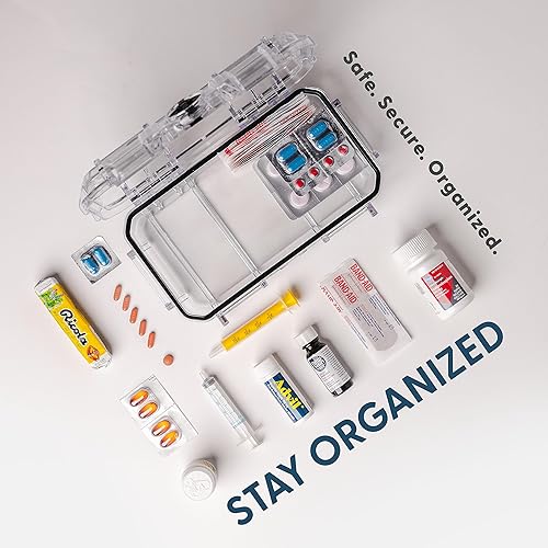 Miniatura 10 de Evergreen X Seahorse 56 - Caja de bloqueo de medicamentos, tamaño mediano, kit de primeros auxilios, a prueba de niños, caja de medicamentos con