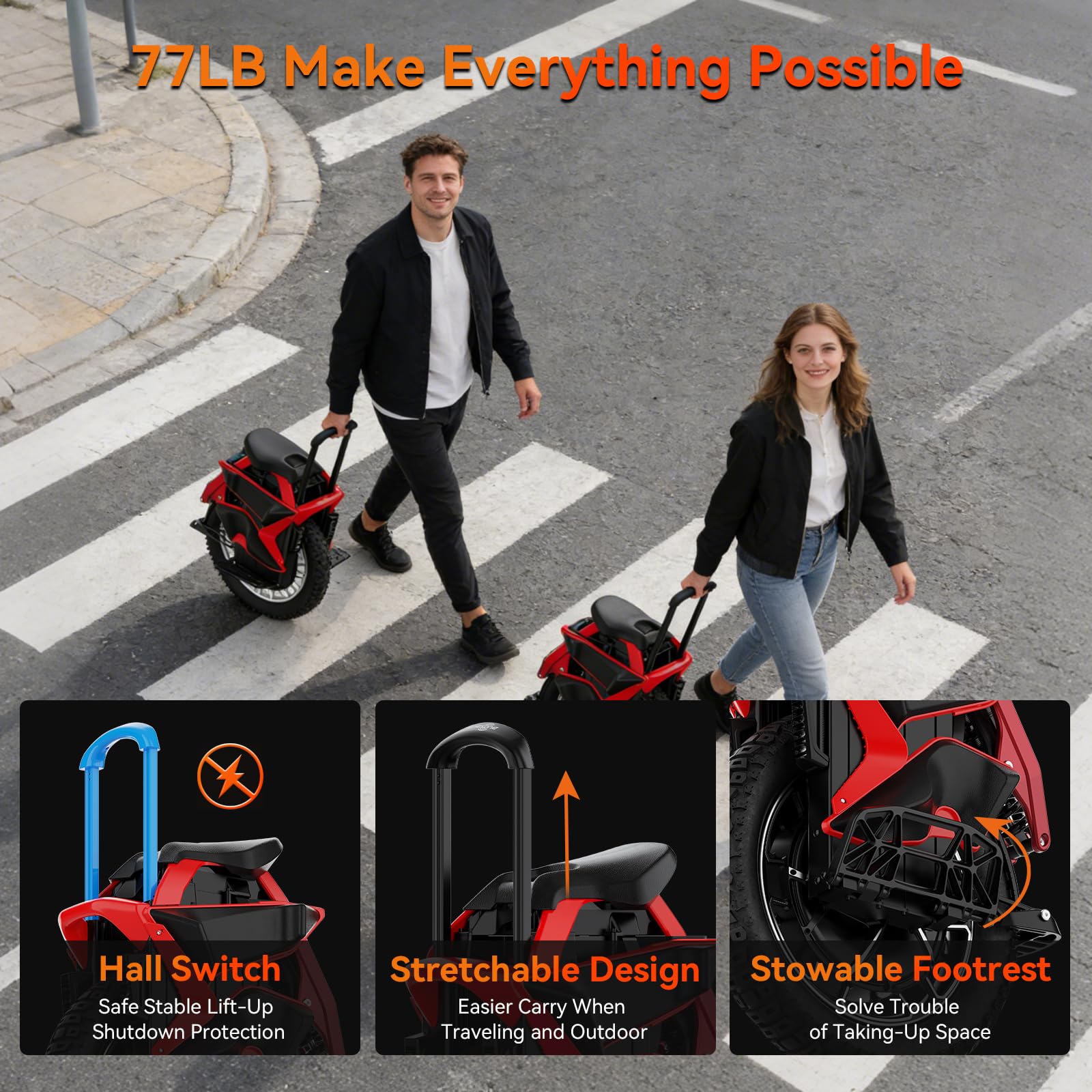 KINGSONG Elektrisch Einrad S22 Pro + 2220Wh, Motor 4000W, Reichweite bis zu 200 km, Begrenzte Geschwindigkeit 25km/h, Reifen 20", Bluetooth, Anwendung mobil, LED-Beleuchtung