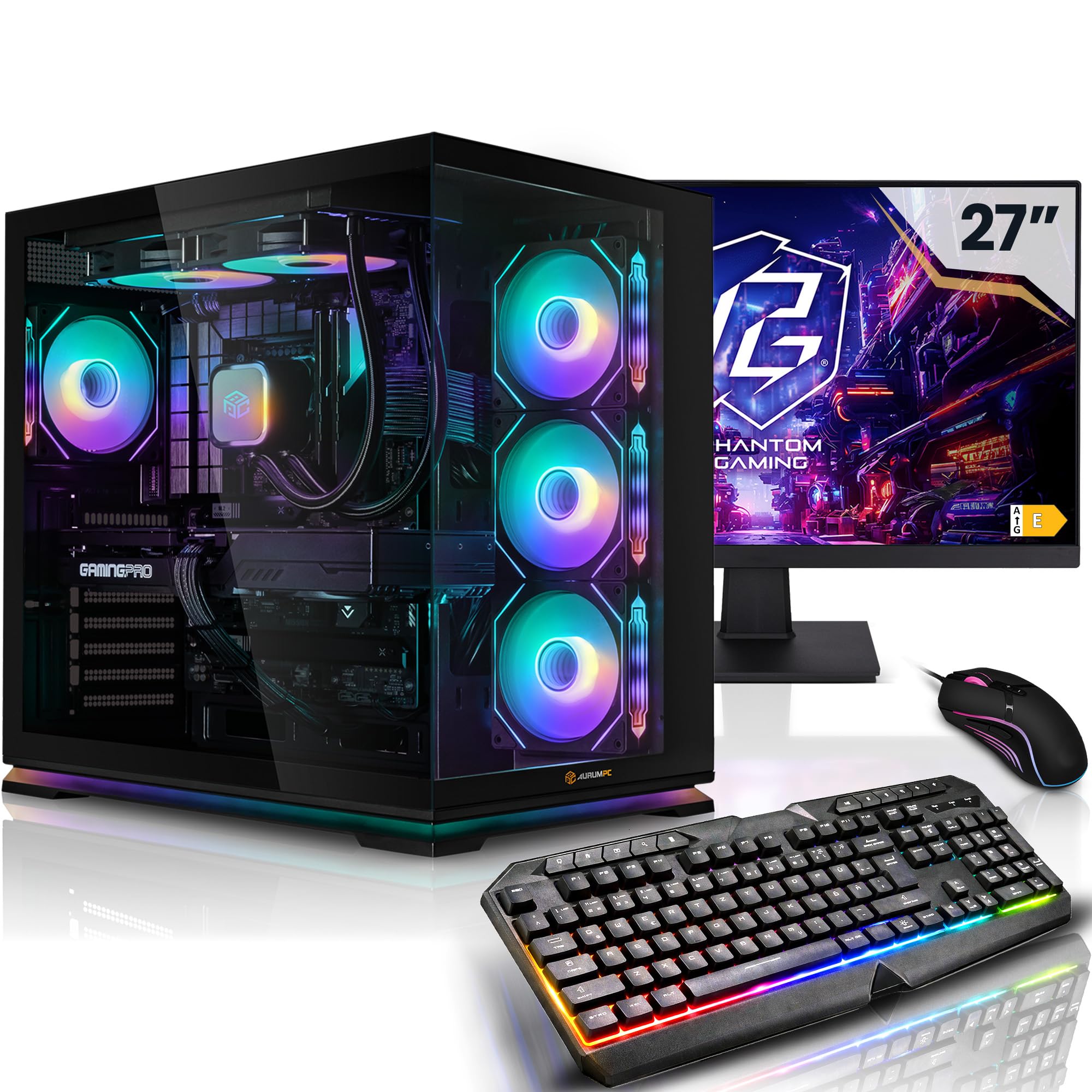 Aurum Completo PC Gaming Intel Core i9-14900KF • 27” Schermo • GeForce RTX5070Ti 16GB • 32GB DDR5 • 1TB M.2 SSD • Windows 11 • Tastiera/Mouse • pc da gaming