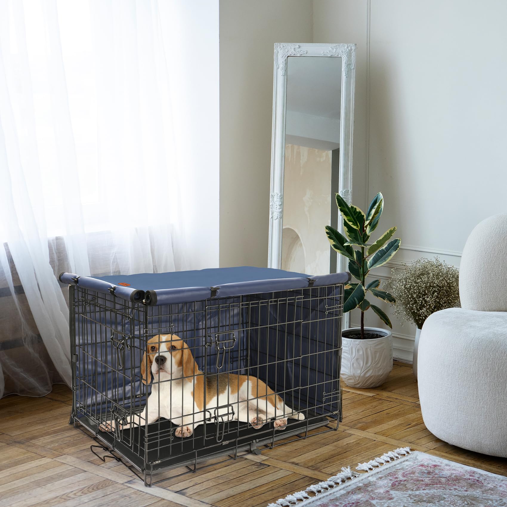 Seiyierr Abdeckung für Hundekäfig, passend für 91,4 cm große Hundekäfige, Doppeltür, Polyester, für Hundekäfig, Schutz für Hundekäfig, Innen- und Außenbereich, Blau