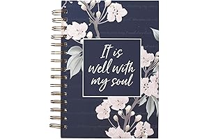 It is Well Navy Blue Floral Spiral Journal Notebook for Women + With Love