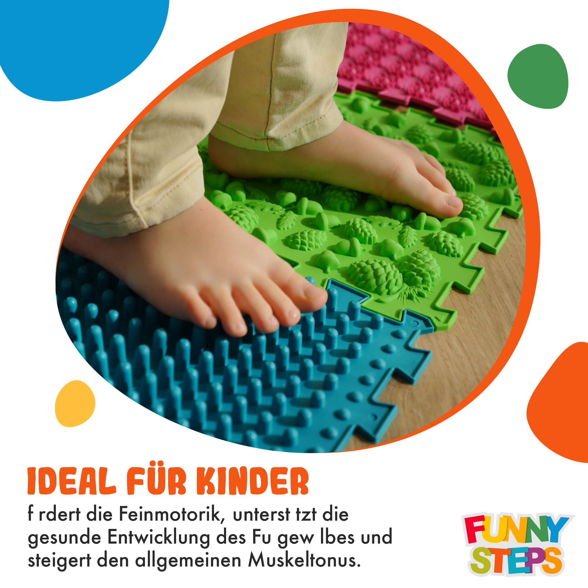 Orthopädische Sensorische Boden spielmatten für Kinder Puzzle Mix 16-TLG Prävention von Plattfüßen