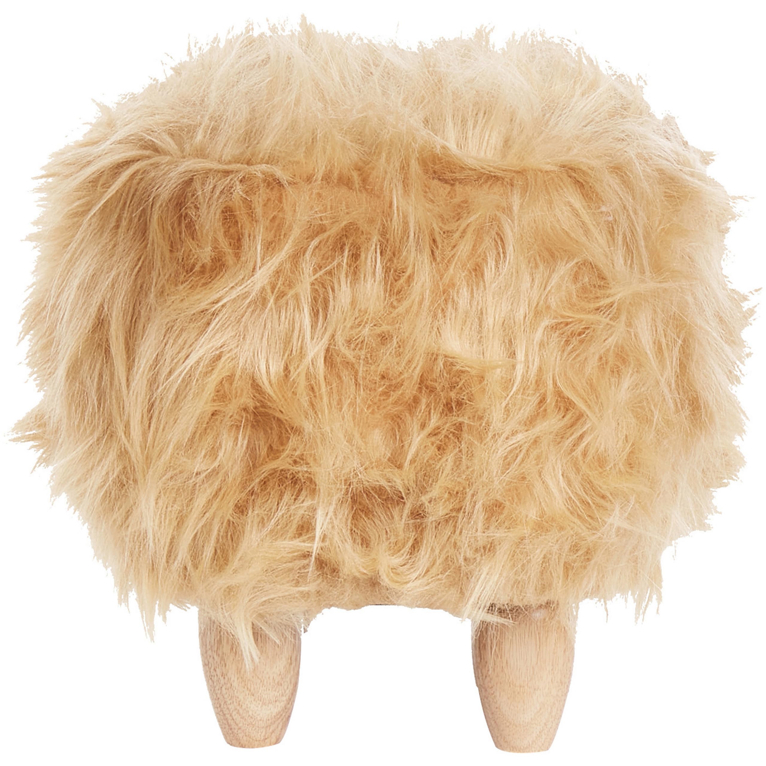 Beliani Flauschiger Hocker in Tierform Felloptik sandbeige Tierhocker für Kinder Rhino
