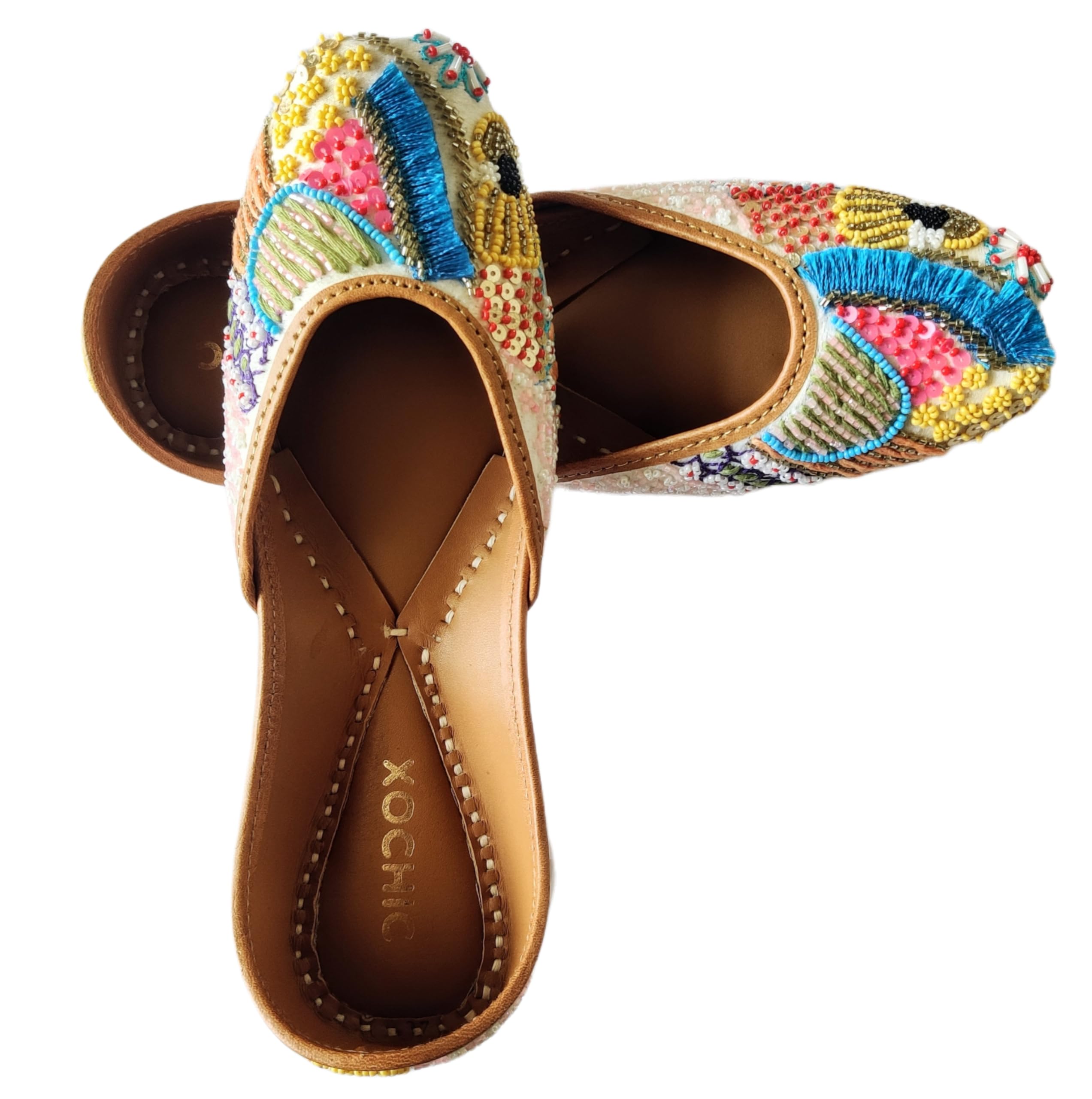 Funky tessel Multicolored Premium Leather Punjabi Jutti-image-44