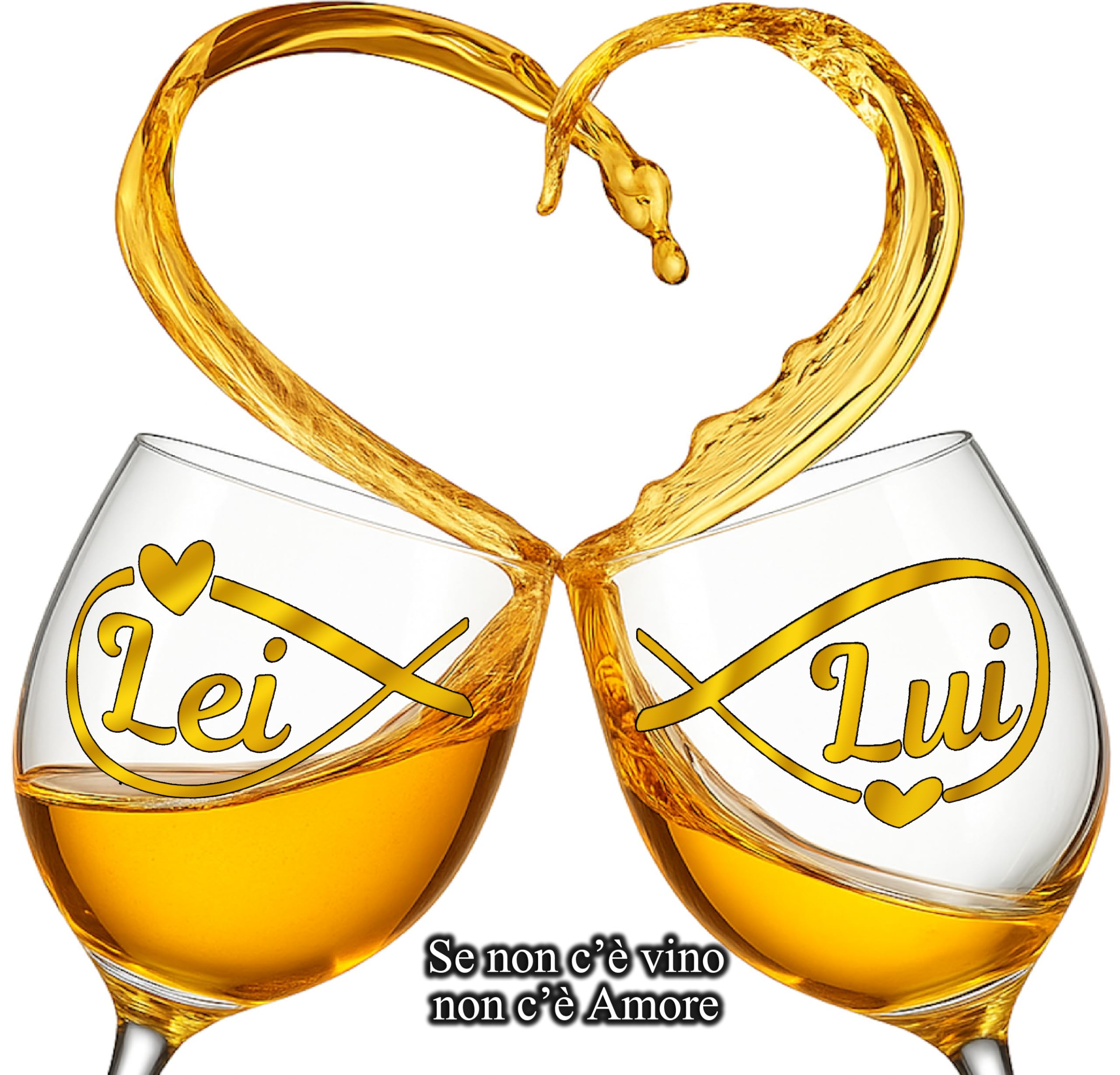 Coppia Calici Vino Personalizzati LUI LEI ∞ – Due Bicchieri Piegati Coordinati Con Simbolo Infinito Per Celebrare L’Amore E I Momenti Insieme Con Confezione Regalo Inclusa