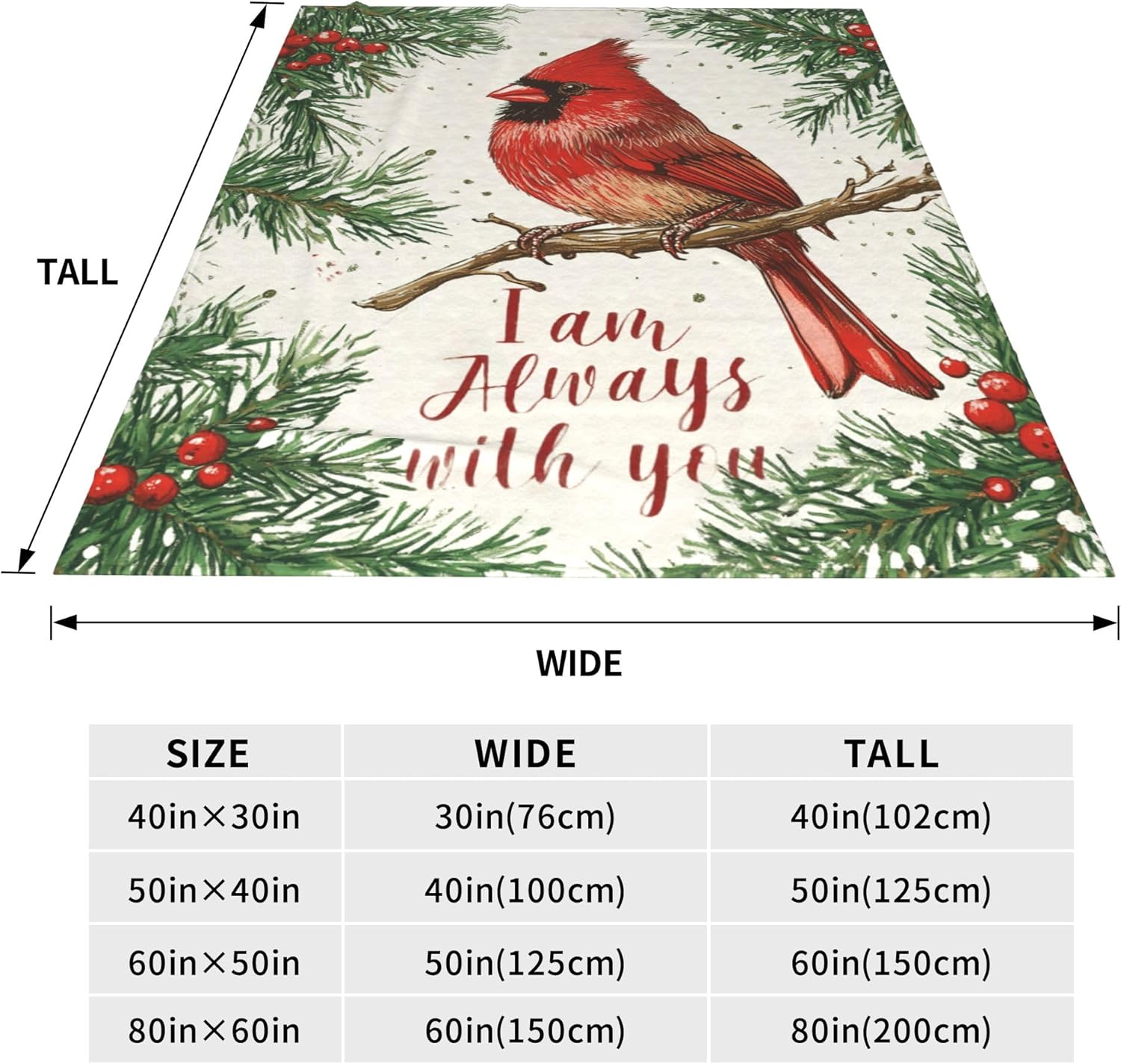 Cardinal Blanket Warm Plush Christmas Cardinals Flannel Throw Blanket Super Soft Fleece Cozy Fuzzy Cardinal Stuffed Blanket Red Birds Gifts for Kids Teens Adults Room Decor 40"X50" - Image 5
