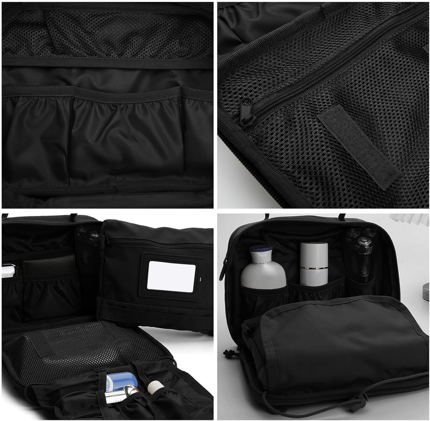 SMONT Toiletry Bag for Men Travel Toiletry Organizer Dopp Kit Travel Organizer Toiletries Bag Shaving Hygiene Bag Bathroom Hanging Men's Toiletry Bag for Short Trips Black - Image 7