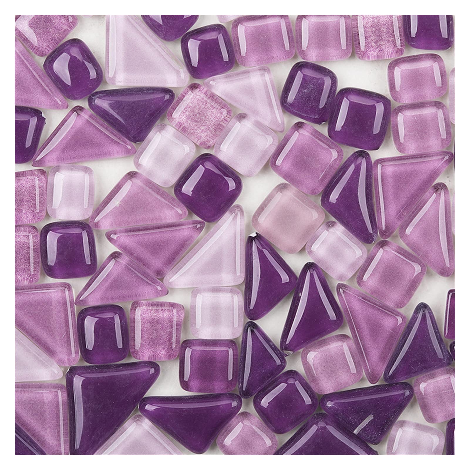 Płytki mozaikowe z witrażu w mieszanych kolorach, Mozaiki szklane o nieregularnym kształcie Multicolor 500 szt. DIY Craft(900g Purple)