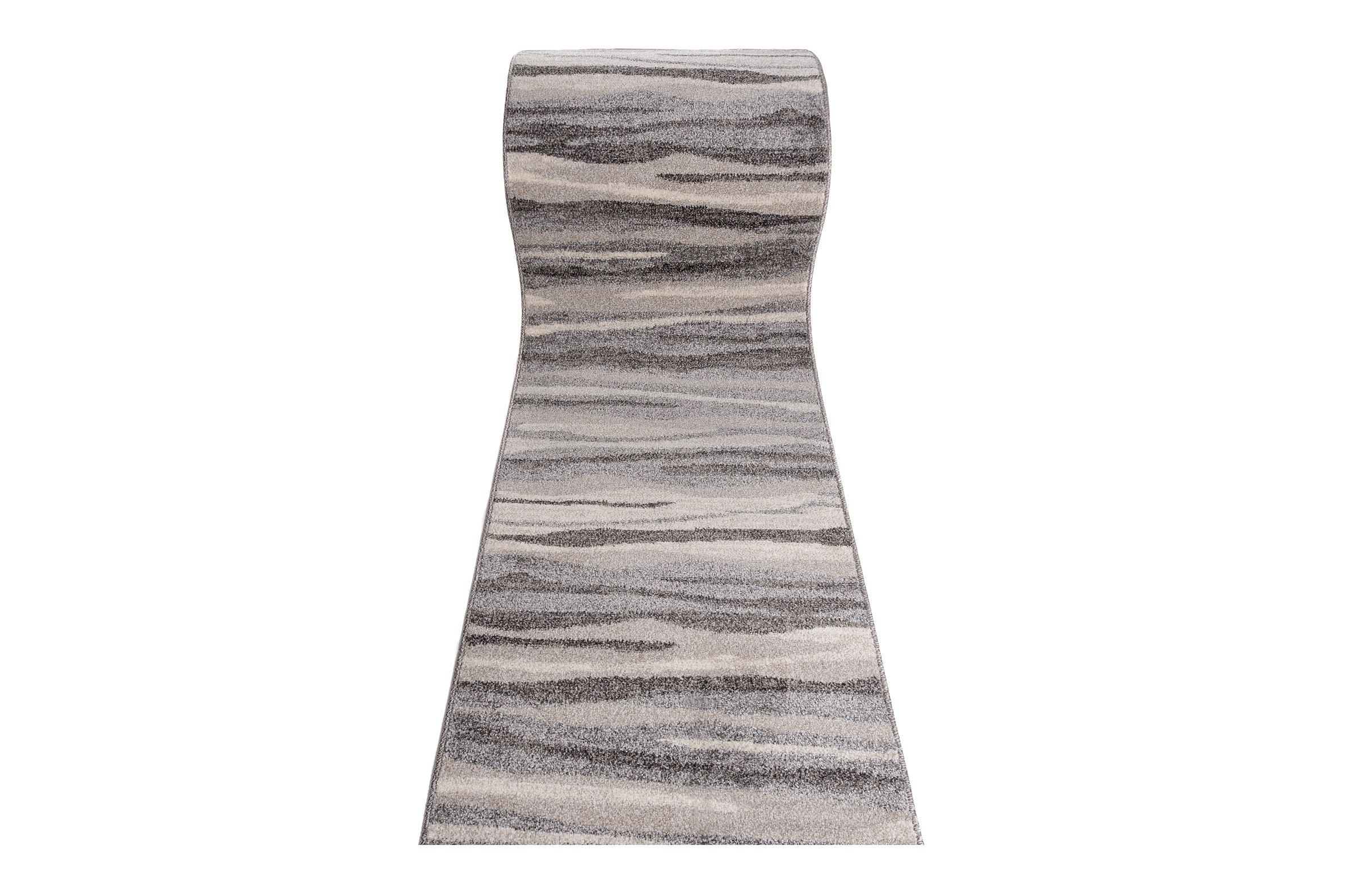 Tapiso Sari chodnik na metry do salonu, sypialni, kuchni, korytarza, mostek na wymiar, szary, beżowy, styl vintage, paski, certyfikat Ökotex 100 x 210 cm