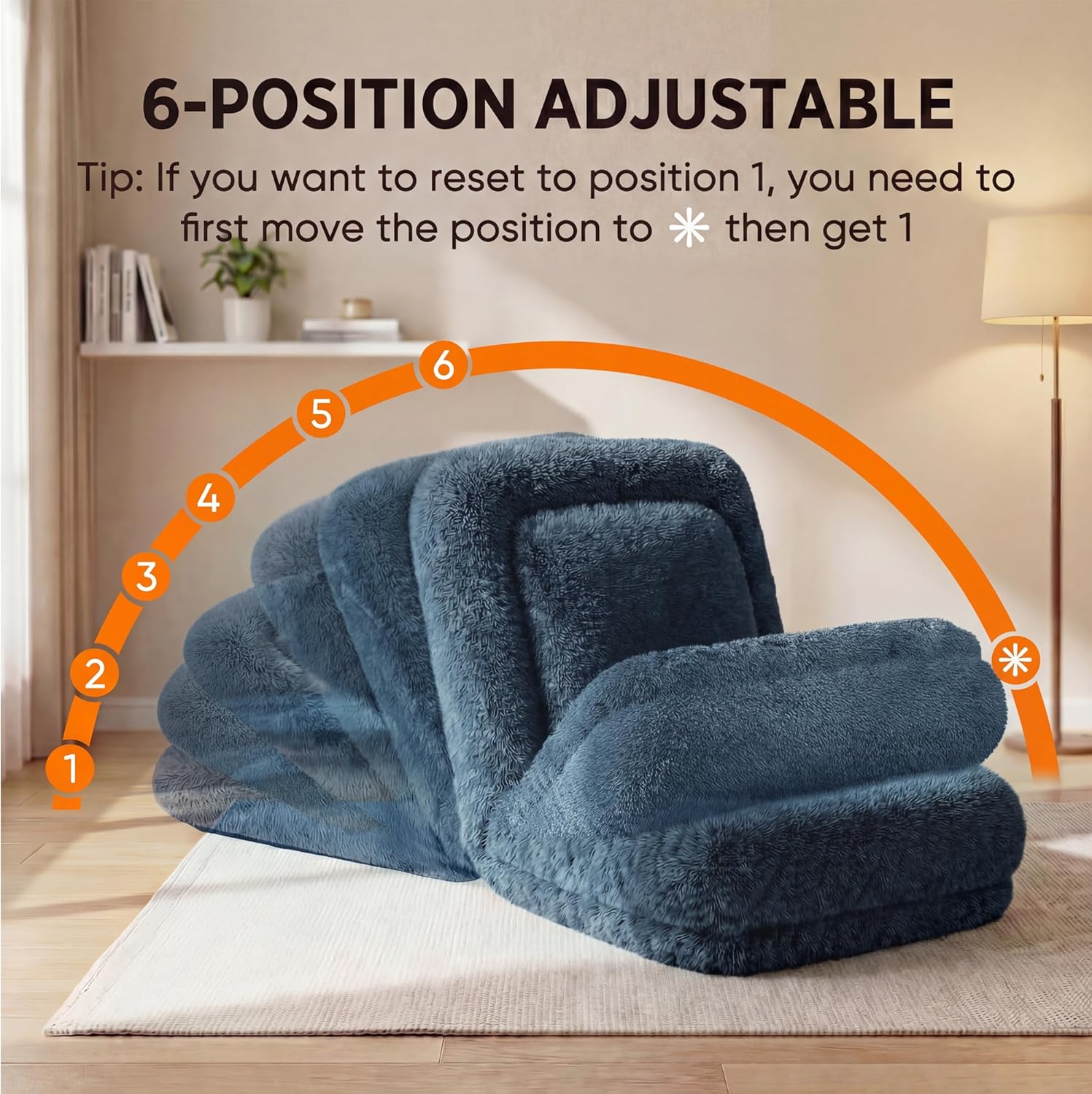 Flamaker Human Dog Bed Adjustable, Foldable Human Dog Bed for Adult & Pets with Egg Orthopedic Foam, Adjustable Upholstered Big Bean Bed with 2 Soft Cushions for Living Room, Bedroom (Dark Blue)