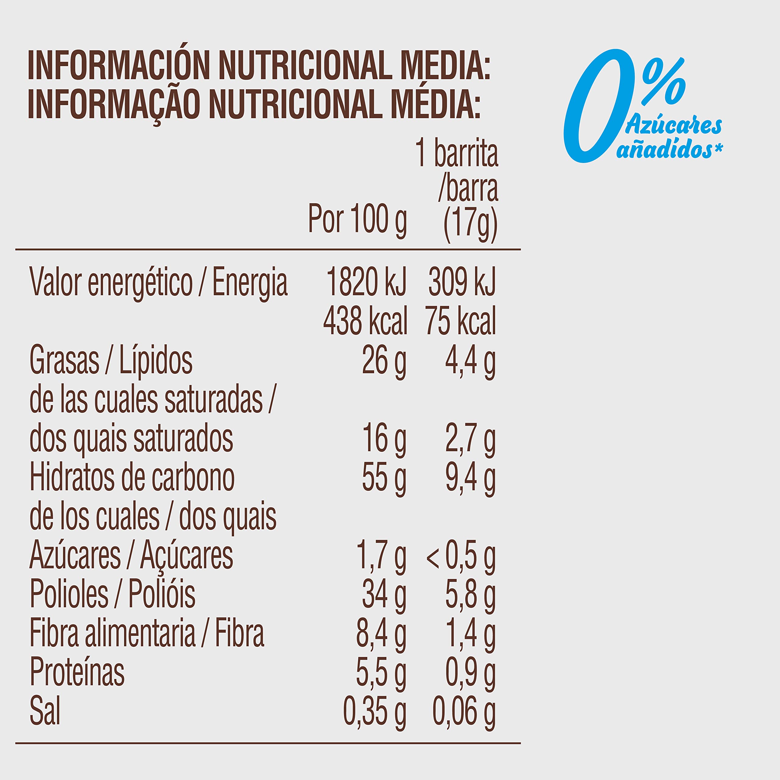 Bicentury Barritas de cereales con Chocolate Negro Sin Azúcares -6Uds- 6 Unidades 102 g