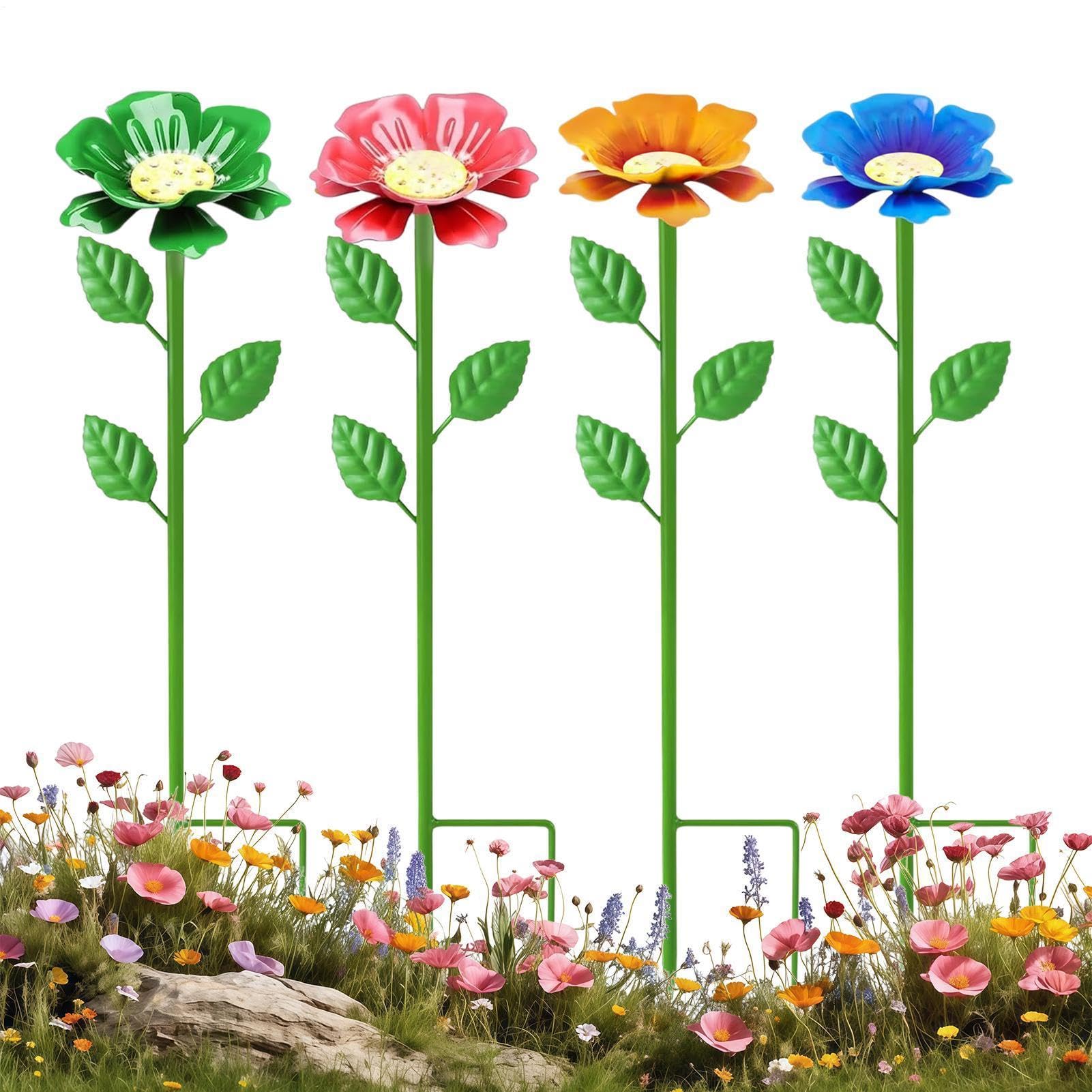 -Trinkbecher für den Garten, Futterspender mit Pfahl – Metall-Blumenform, Schmetterlings-Bienenbewässerung, für Hof, Terrasse, Weg, Grasland, Vogel, Kolibri
