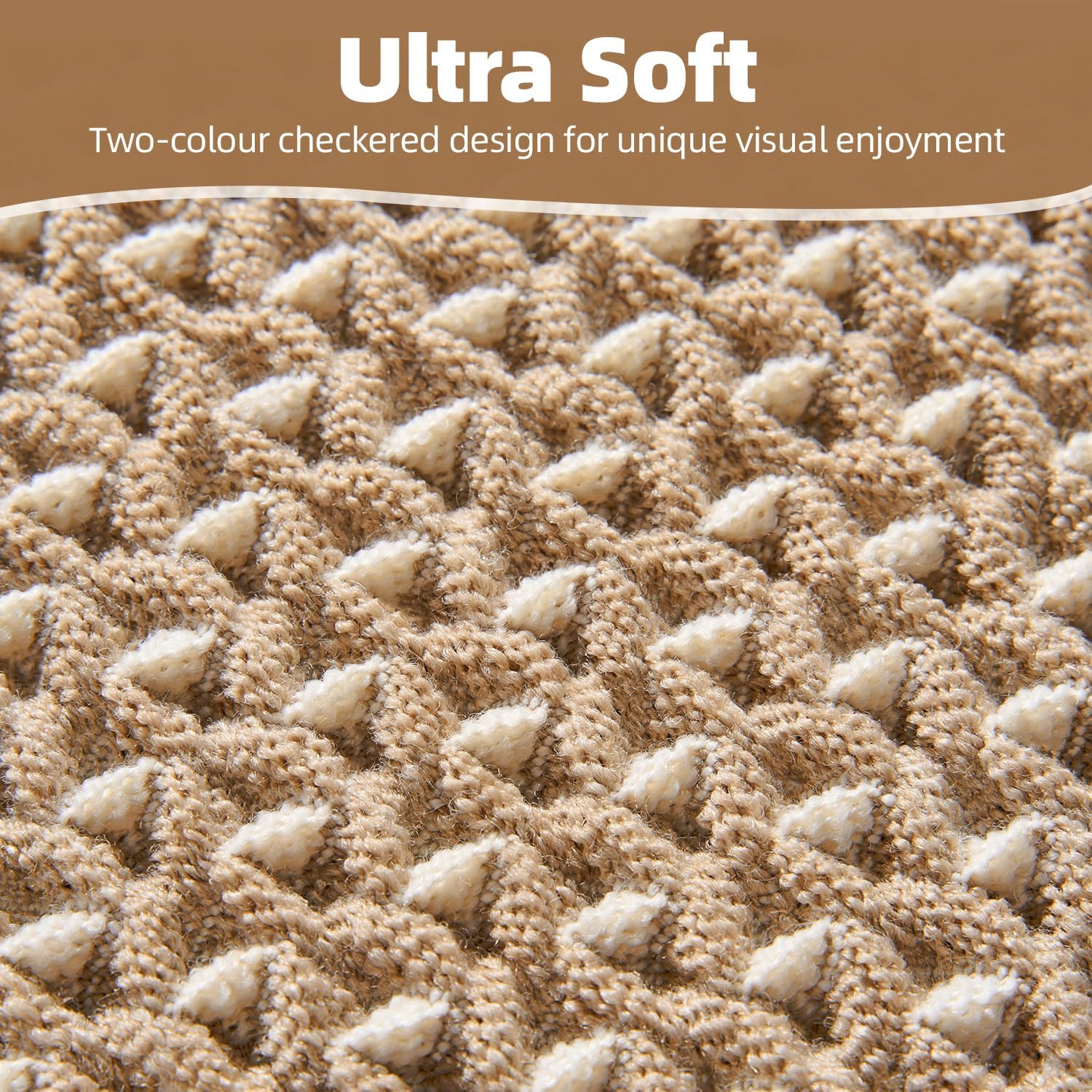 Checkered Bath Mat, Super Absorbent Non Slip Bath Mats for Bathroom Floor 3D Two Tone Woven Bathroom Mat with Tassels Machine Washable Bathroom Rugs Beside Tub, 17" x 24", Brown & Cream - Image 5