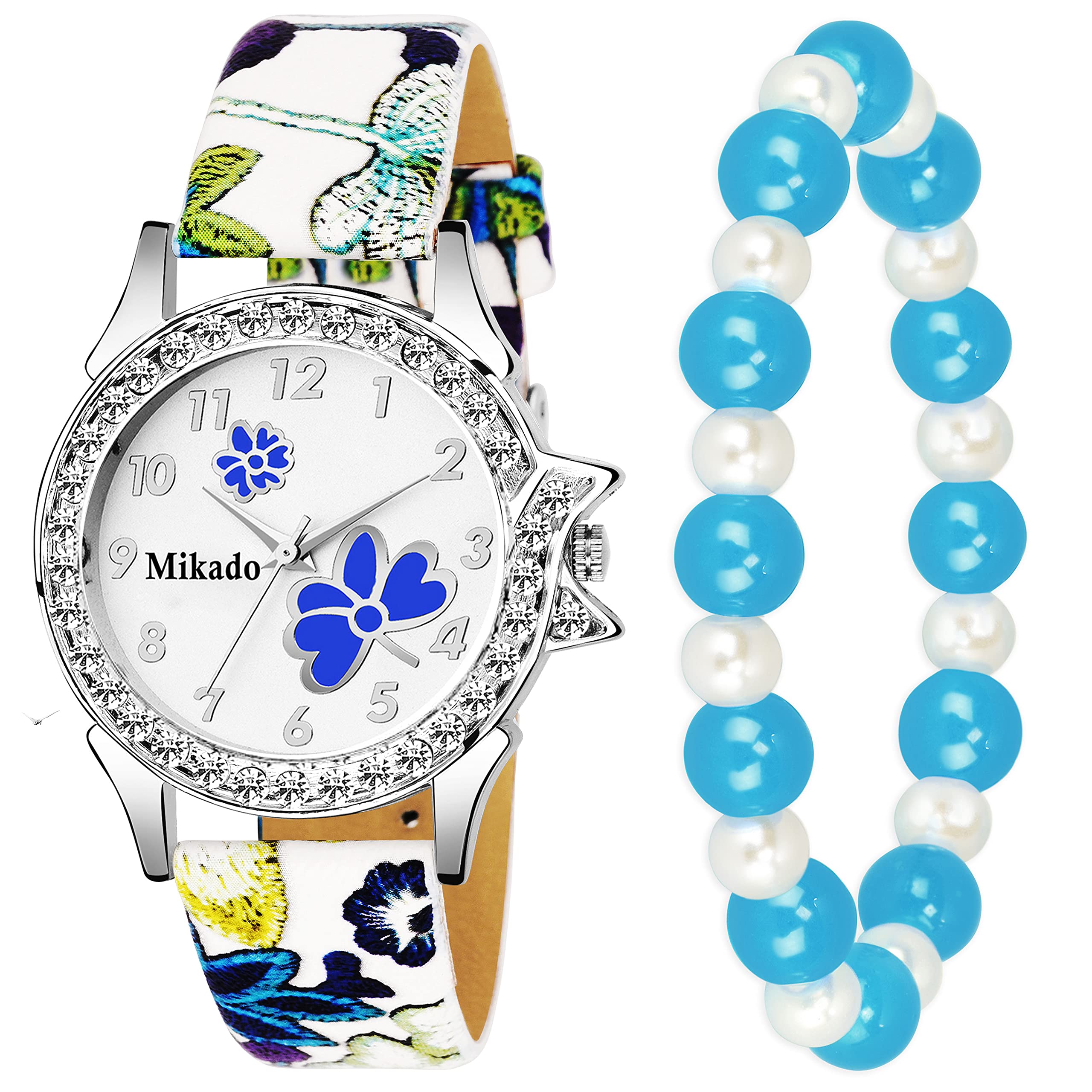 Mikado Princess Blue Tatiana Watch with Charming Pearl Bracelet for Analog Watch - for Women (B09BM5KB7F) Amazon Price History, Amazon Price Tracker