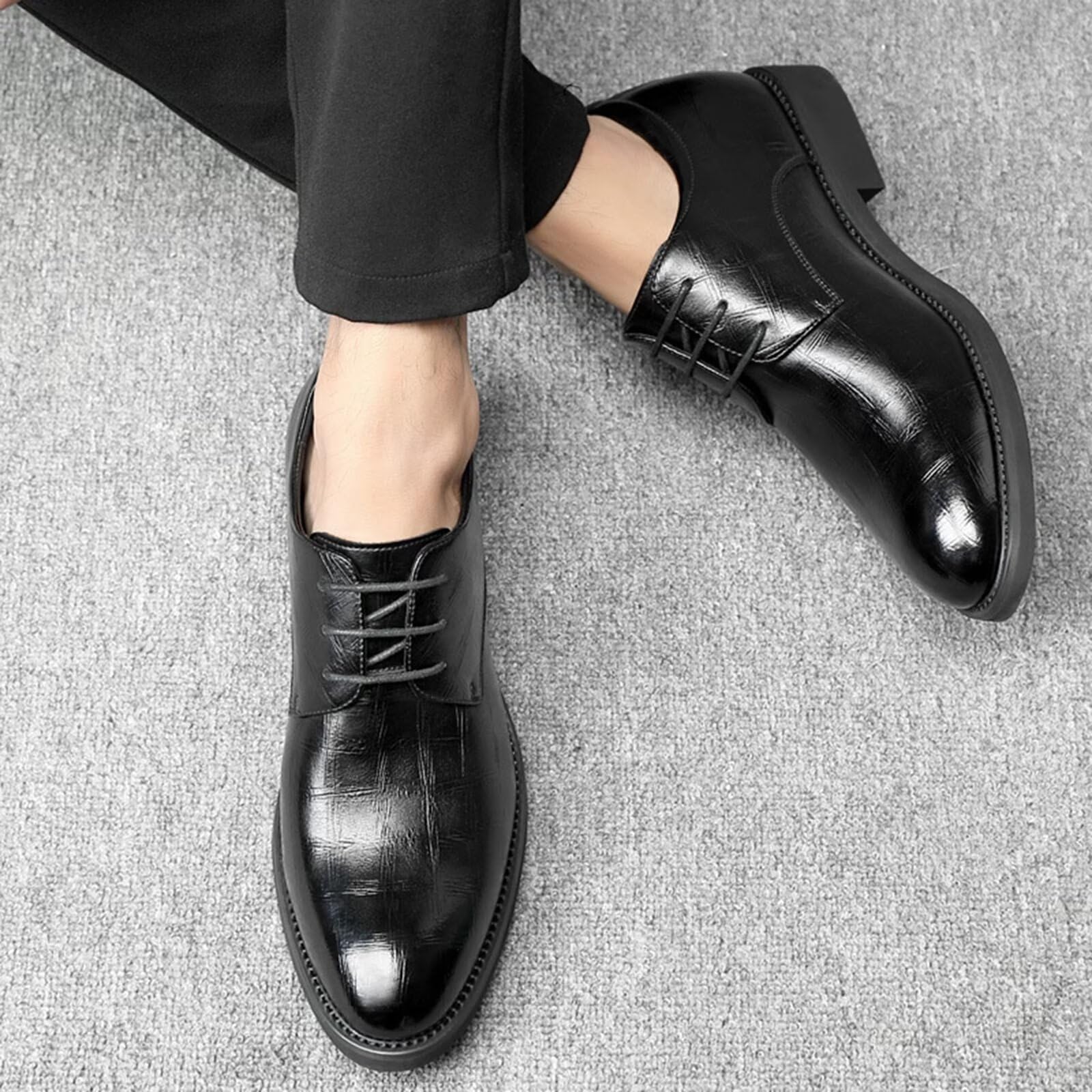 Scarpe Eleganti da Uomo con Rialzo Invisibile con Rialzo 2,36" Antiscivolo per Ufficio, Matrimonio