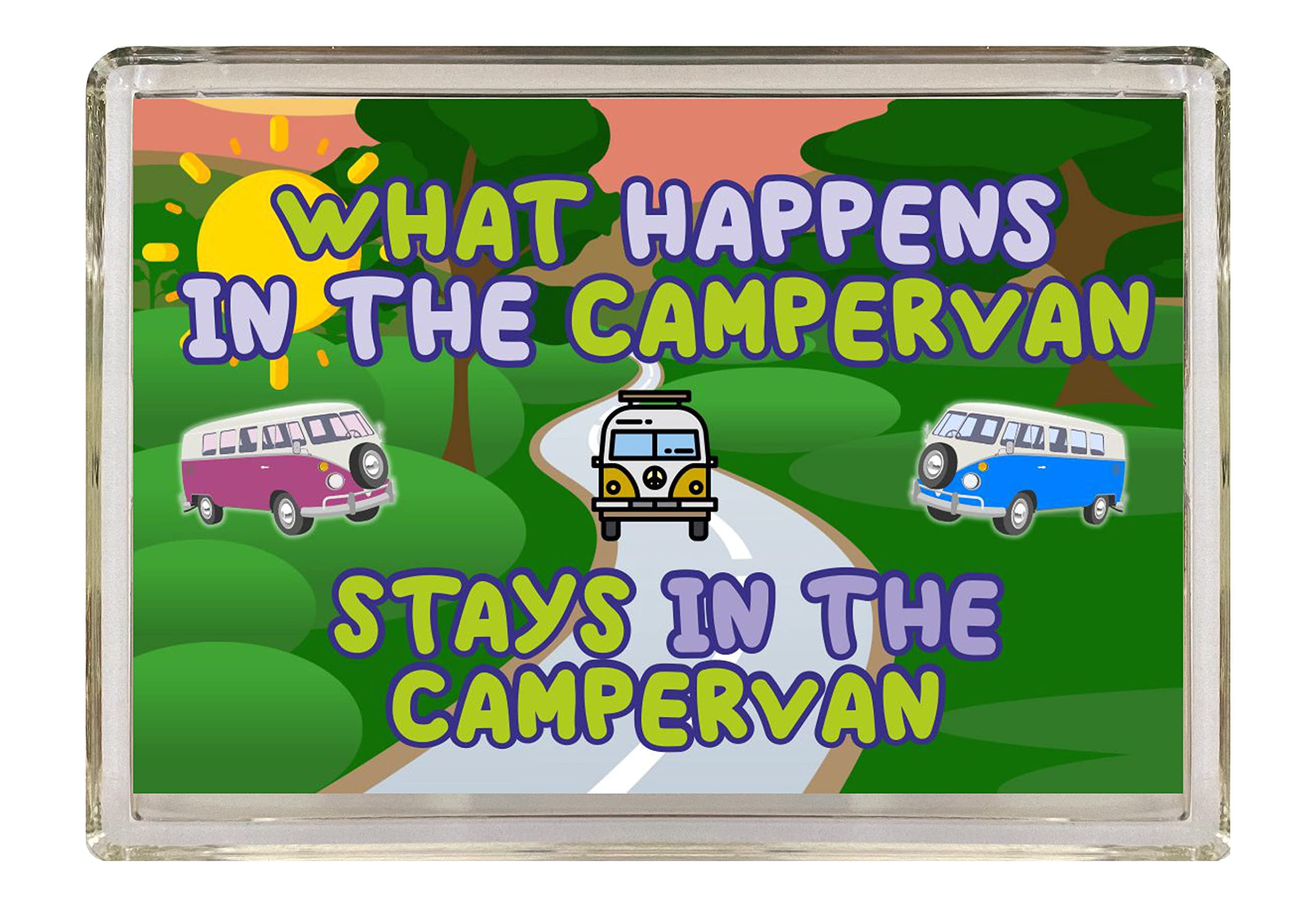 Fun Campervan Lover Gift – What Happens In The Campervan Stays In The Campervan – Fridge Magnet - Novelty Present