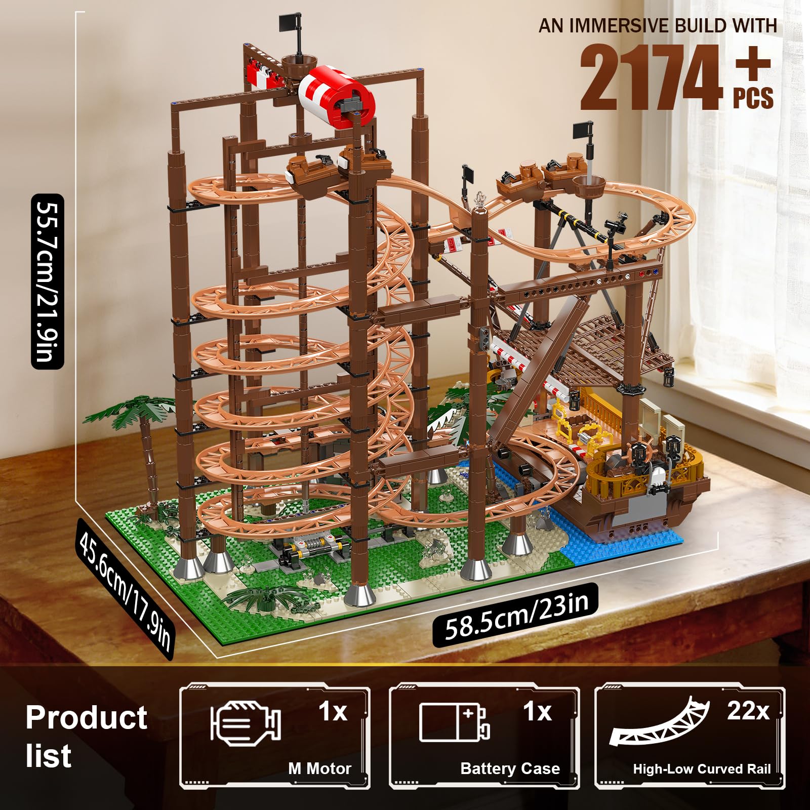 Mould King 11013 - Kit per montagne russe per adulti con nave pirata, 2174 pezzi