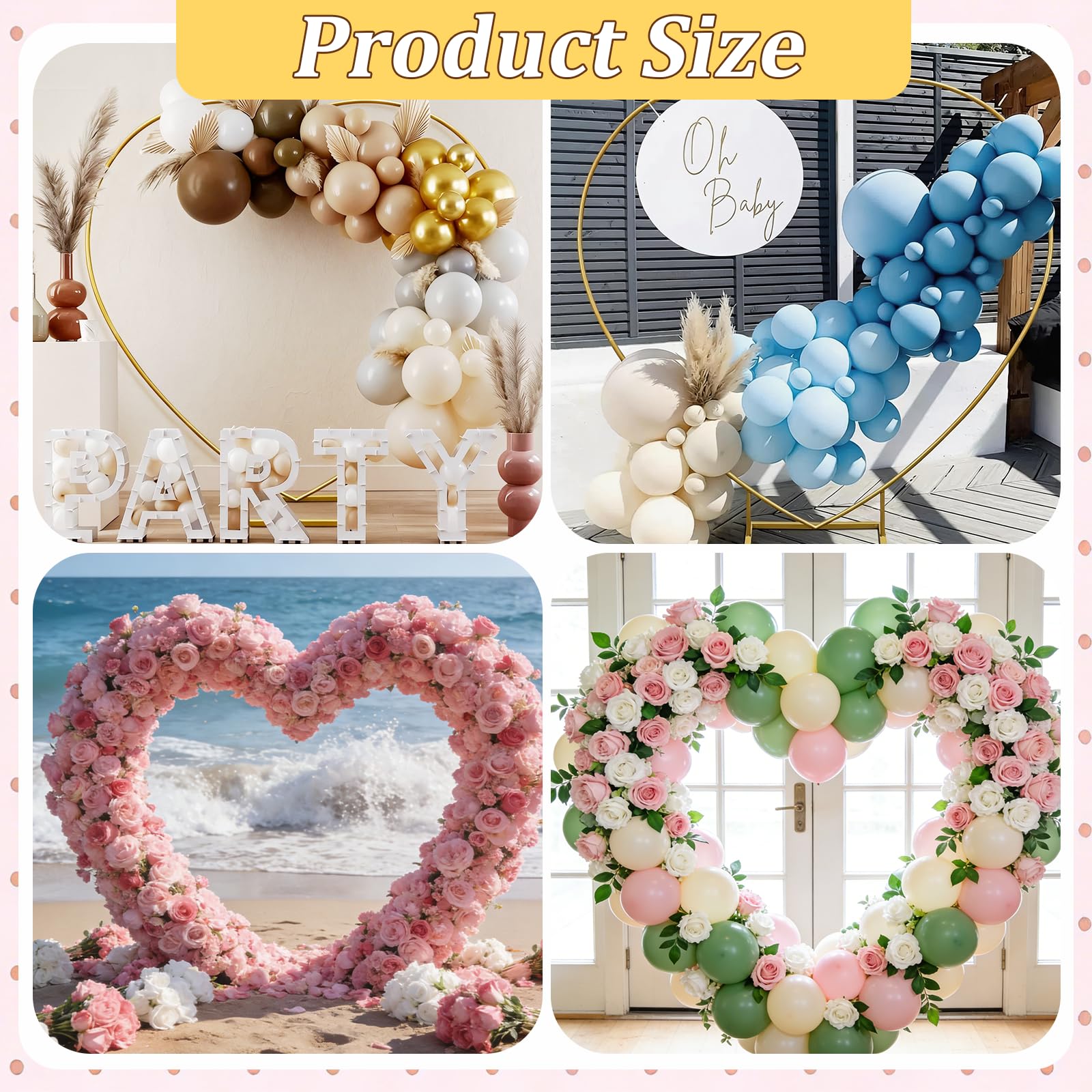 BRGD Arco a Forma di Cuore di Oro, 2x2m Set Arco Staccabile di Palloncini in Metallo per Matrimonio, Baby Shower, Festa di Compleanno, Anniversario