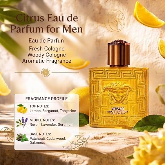 Versace Eros Energy Mini Cologne for Men, Yellow EDP Splash 0.17 oz, Sample Size