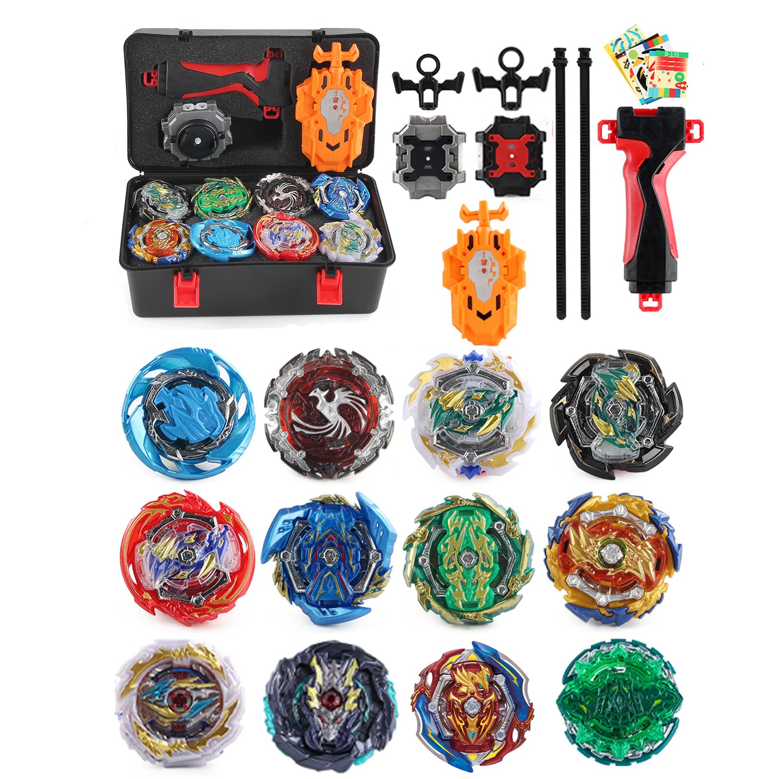 12pcs Gyros Turbo Set, Gyros Spinning Top Set, 4D Toy Gift + 3pcs Launcher with Box Set-WW8