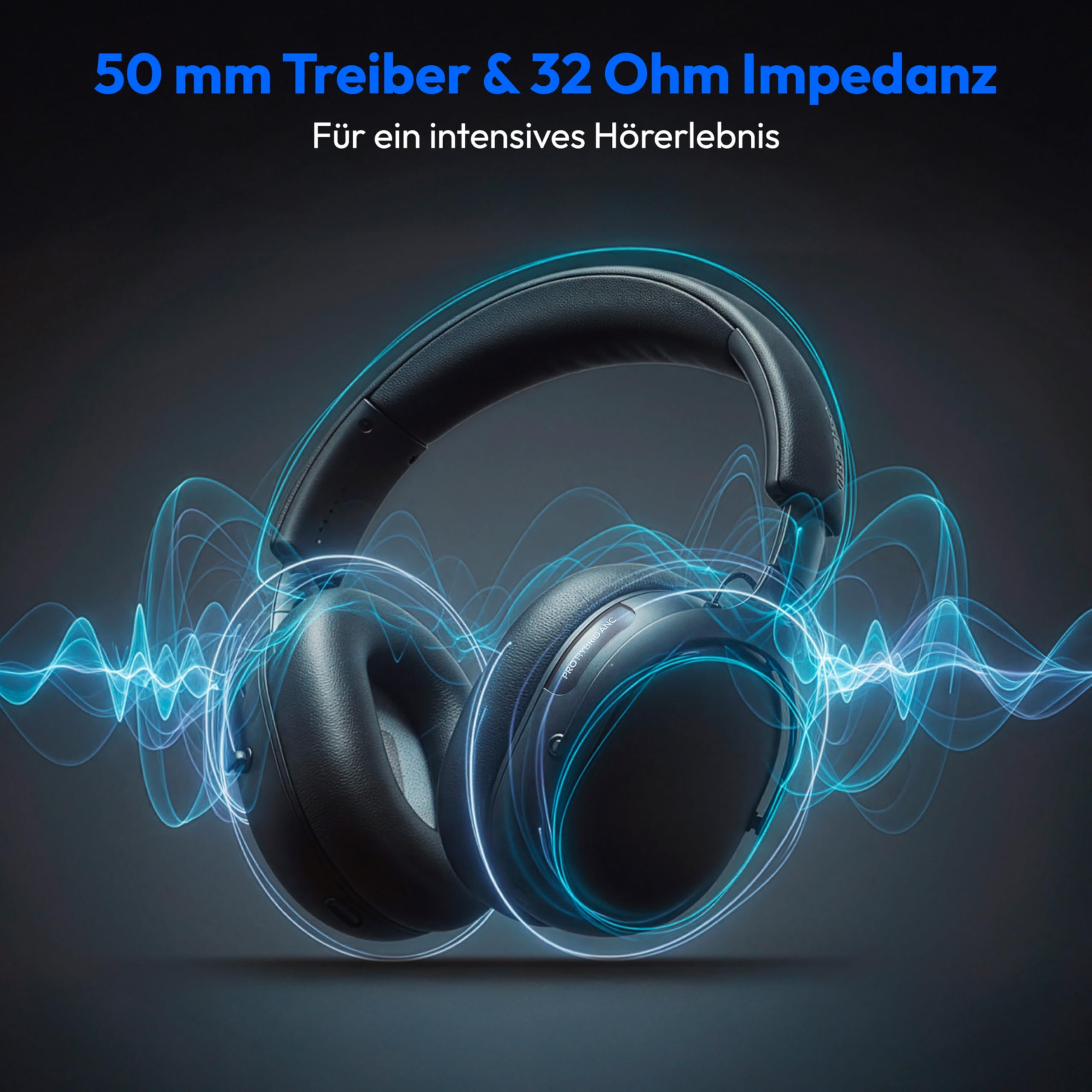 MEDION Over Ear Kopfhörer HX-1 Pro (kabellos, Hybrid Active Noise Cancelling ANC, Bluetooth 6.0, Wireless, 7+1 EQ Presets, bis zu 190 Stunden Akkulaufzeit, IPX4 Spritzwasserschutz) urban anthrazit
