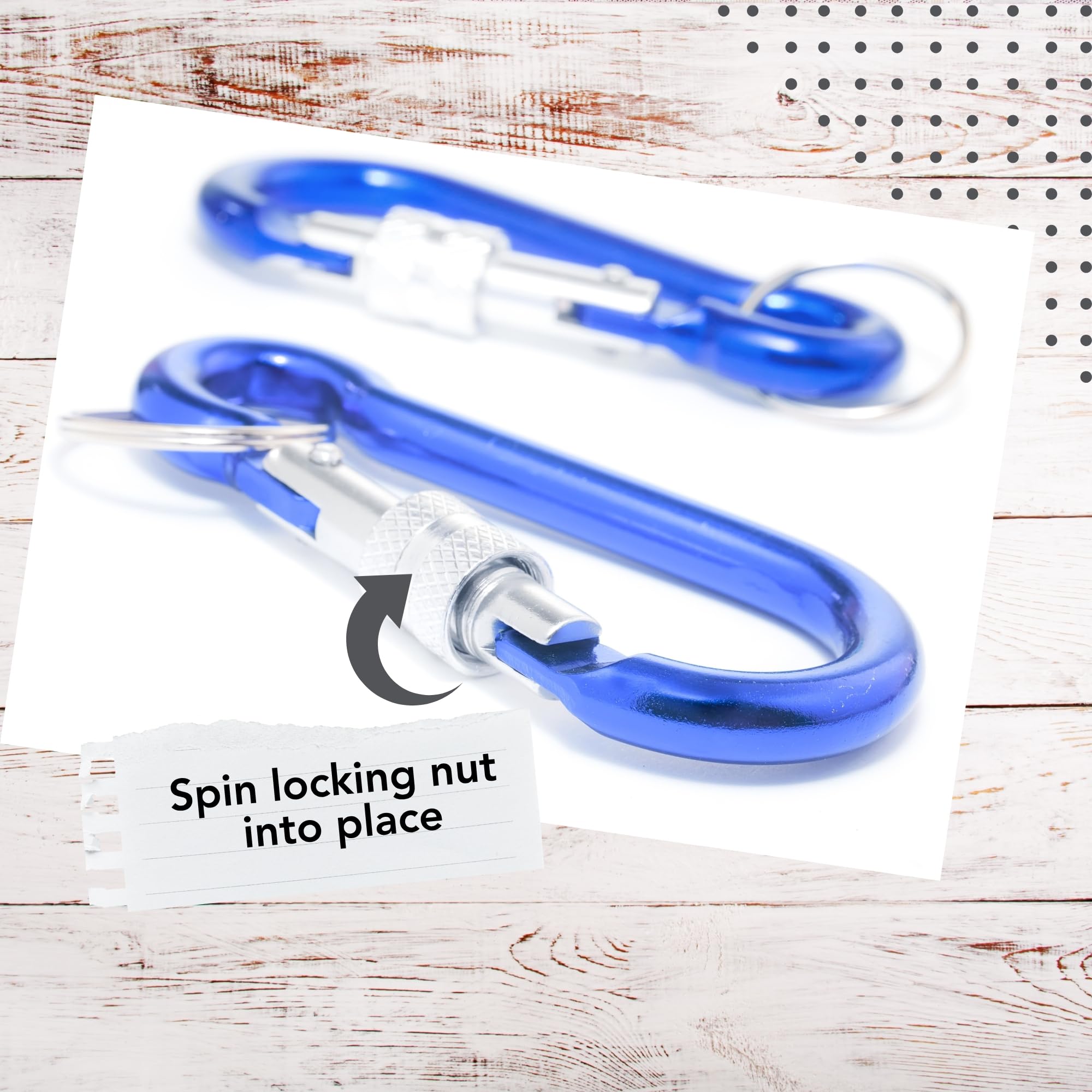 Harrier Hardware Mosquetón de aluminio con clip en D de bloqueo, 3 colores, paquete de 12