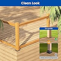 Vista 4 de Muzata Paquete de 4 x 4 pulgadas, conector de placa de poste de madera, placa base de poste de cubierta, valla de madera, barandilla de porche, base