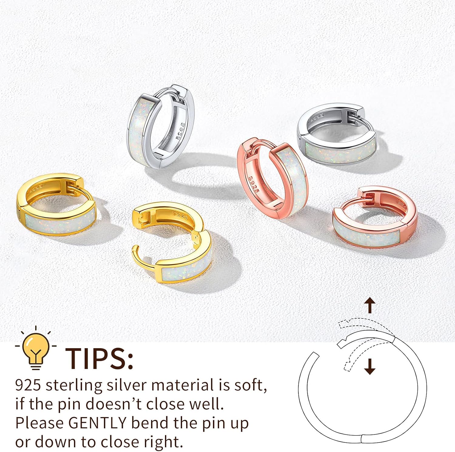 ChicSilver 925 Sterling Silver Cubic Zirconia Small Huggie Hoop Earrings for Women, Diameter 10MM, Silver/Gold Plated/Rose Gold Plated