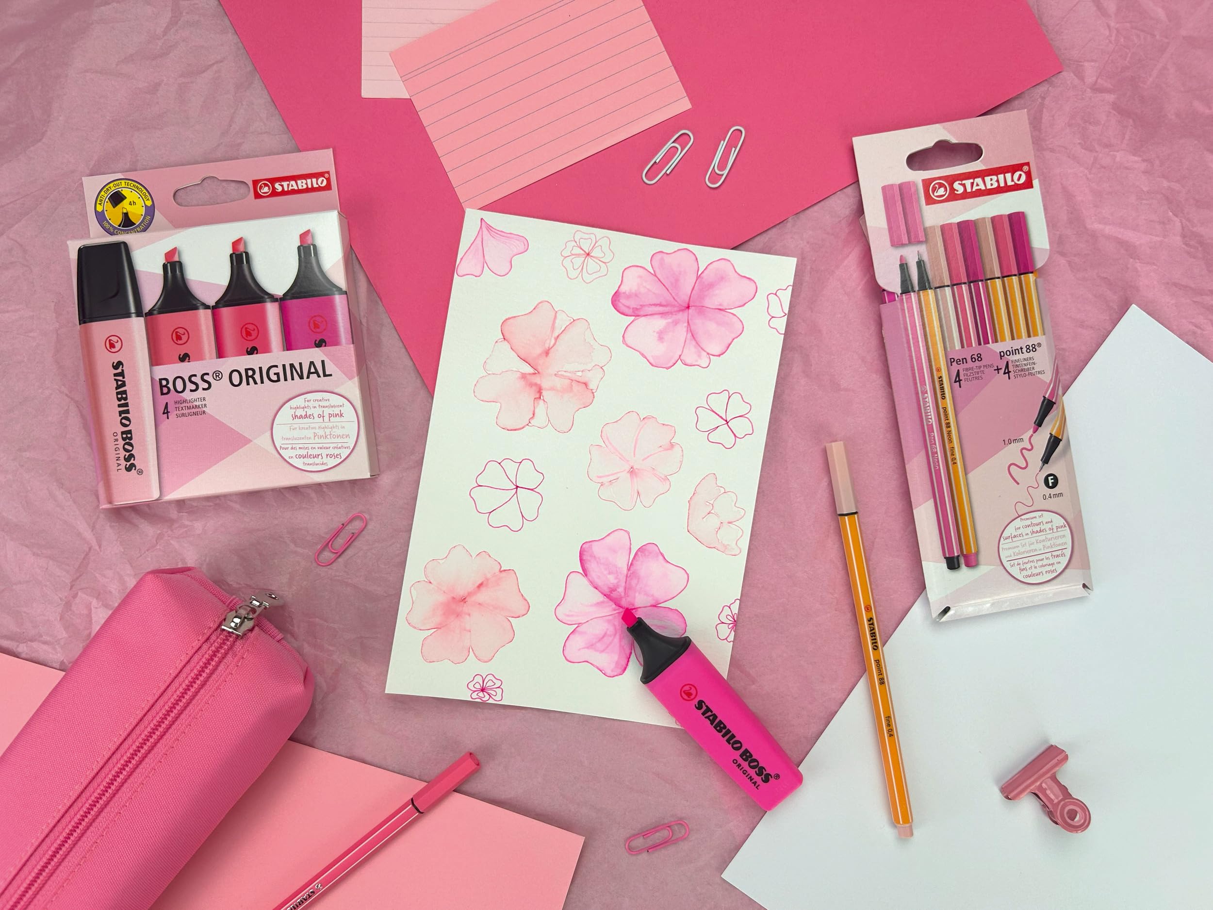 STABILO Premium Felt Tip Pens & Fineliner Pen 68 Point 88 - Shades of Pink - Pack of 8 - Image 6