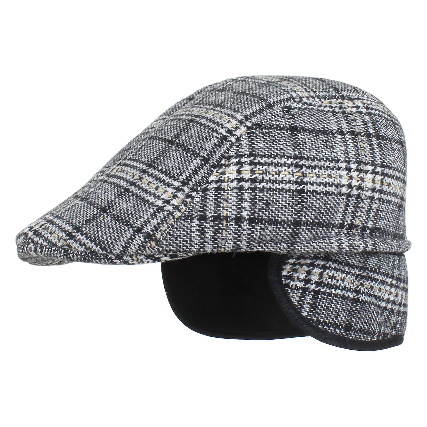 Men's Checkered Woolen Golf Cap with Earmuff (Pack of 1) eg-07-image-1