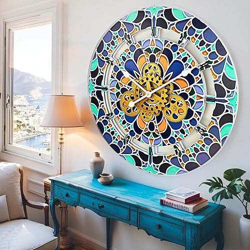 Vista 24 de The Gears - Reloj de pared con engranajes móviles (Vietri, redondo de 36 pulgadas)