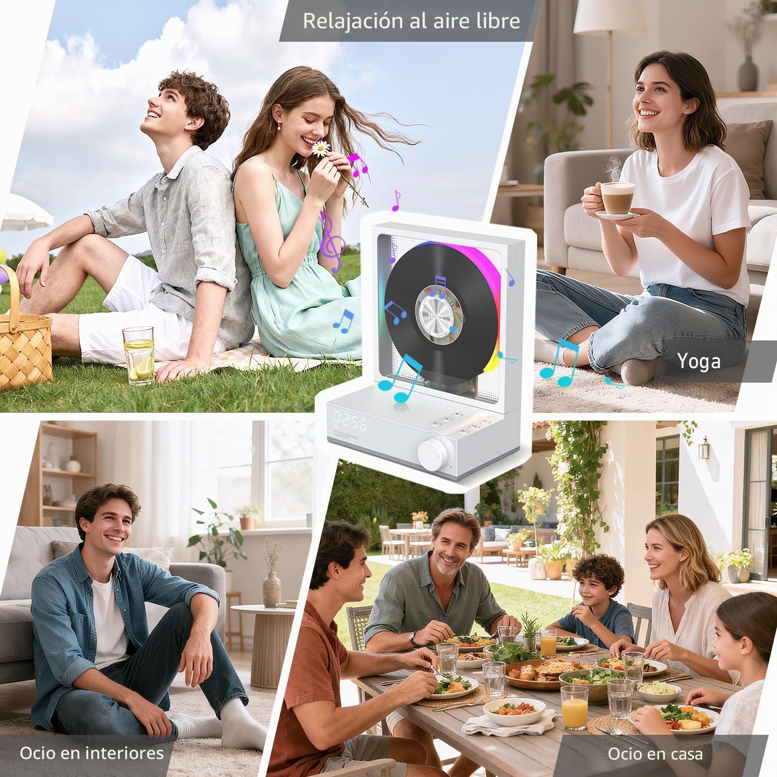 HOTT Reproductor de CD portátil con mando a distancia, reproductor de CD de escritorio Bluetooth 5.3 con luces RGB, reproductor de CD con altavoces HiFi, compatible con tarjeta TF, transcripción