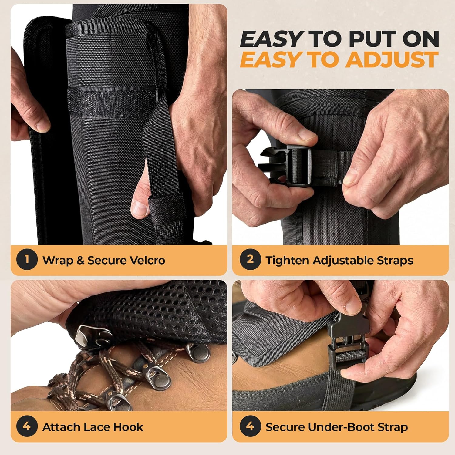 Foxelli Snake Gaiters for Men & Women – Durable Snake Protection Leg Guards, Adjustable Lower-Leg Protection for Hunting, Hiking, Ranch Work & Rugged Outdoor Terrain