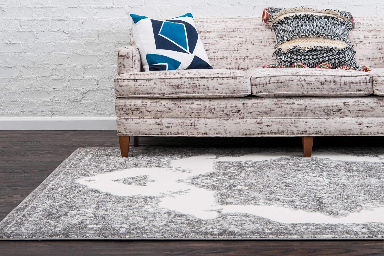Unique Loom Rosso Collection Vintage, Traditional, Bohemian, Medallion, Border, Distressed Area Rug (2' 0 x 3' 0 Rectangular, Gray/Ivory)