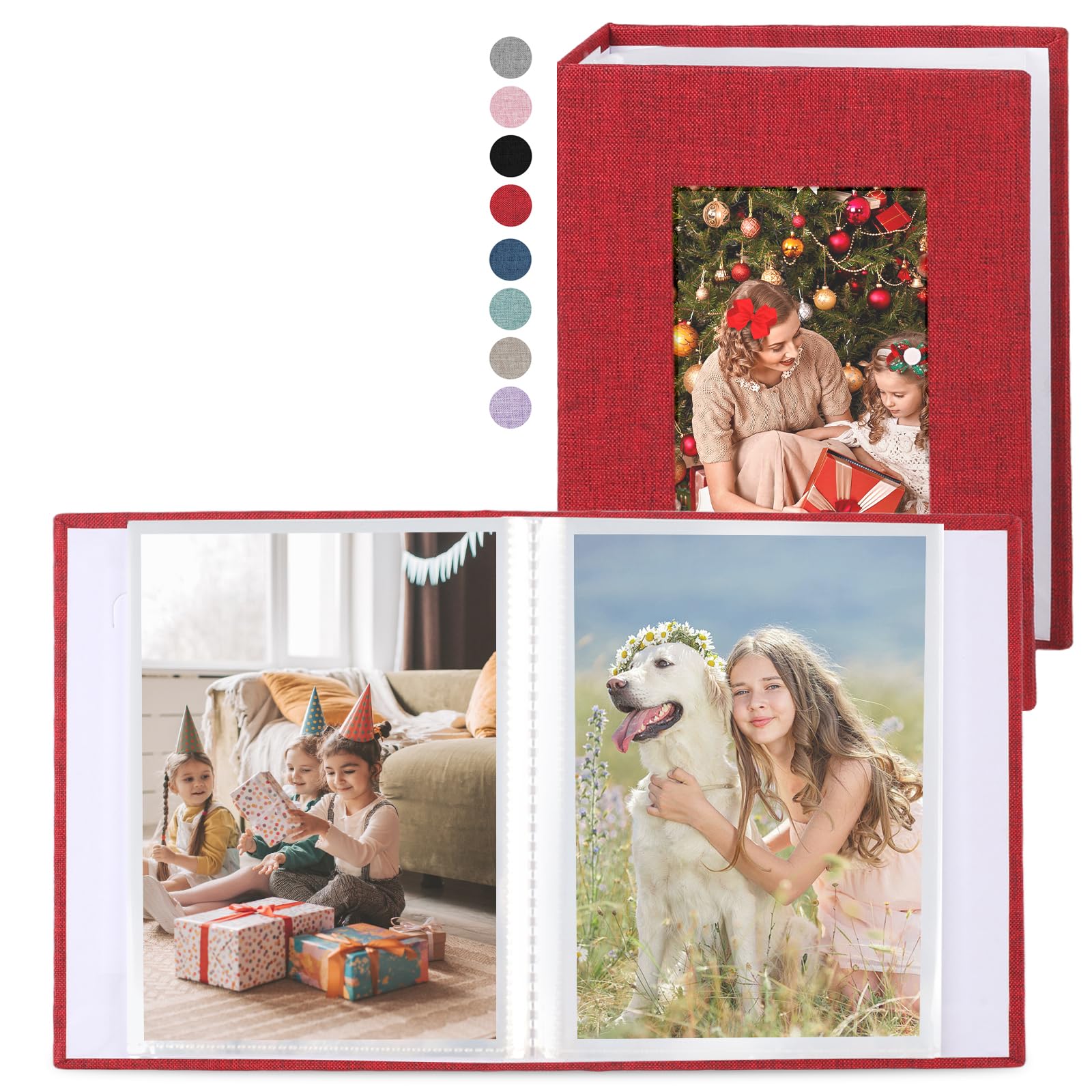 vivinin 2 Pack Photo Album 4x6, Linen Cover Photo Album, Small Photo Album Book for 36 Pockets Hold 72 Pictures, Picture Book for Photos Family Anniversaries Baby Vacations（Red）