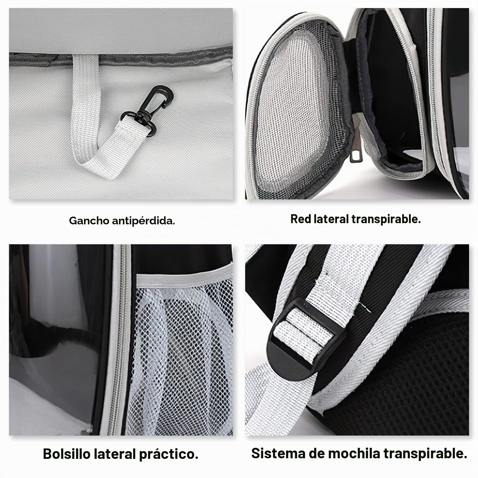Galatée Mochila para Gatos, Mochila para Gatos Al Aire Libre, Mochila Impermeable Transparente para Perros, Mochila para Mascotas con Cápsula De Espacio Ventilado(Gris, Cubierta Transparente)